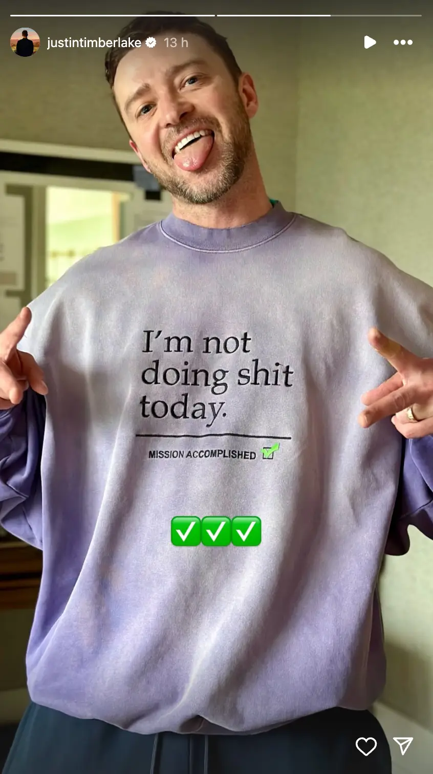 The singer shared an explicit message online (Instagram/@justintimberlake)