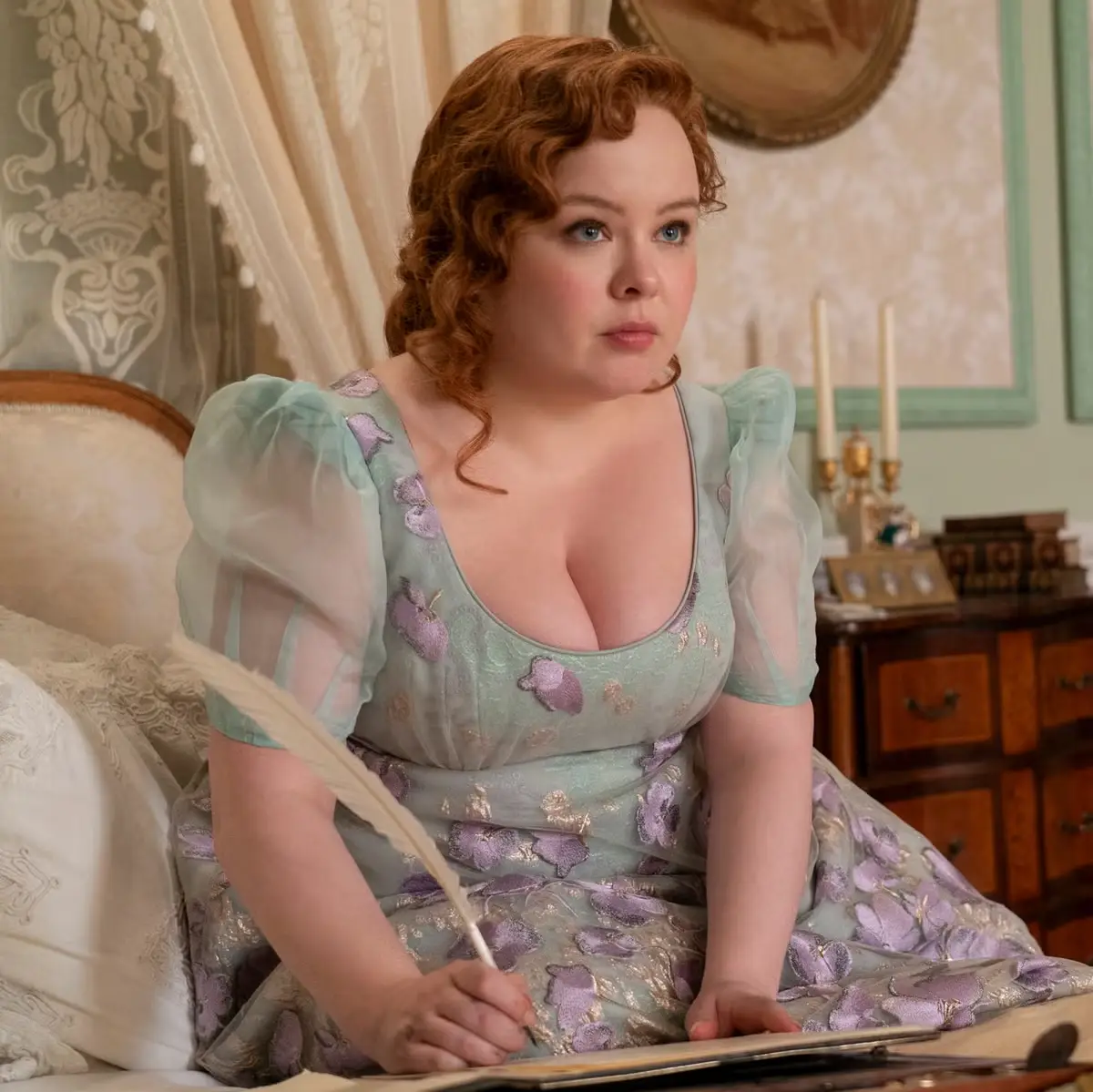 Nicola Coughlan stars as Penelope in Bridgerton, and has said she will not be in the next season as much (Netflix)