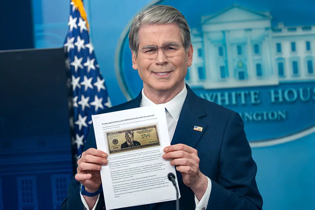 Scott Bessent, US Treasury Secretary, has shown the proposed $250 banknote featuring Trump (Bloomberg / Contributor / Getty Images)