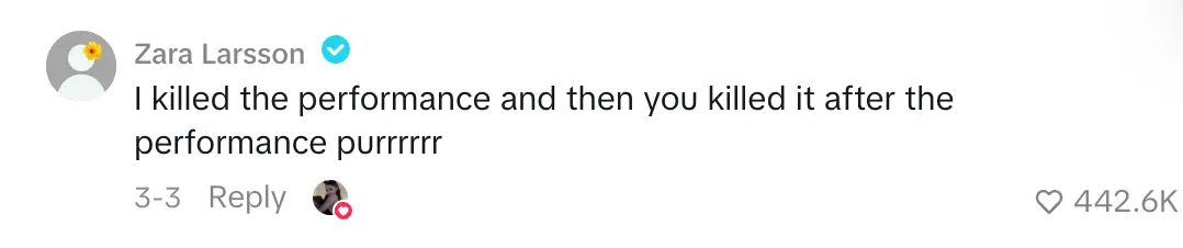 Larsson's comment (TikTok/@zaralarsson)