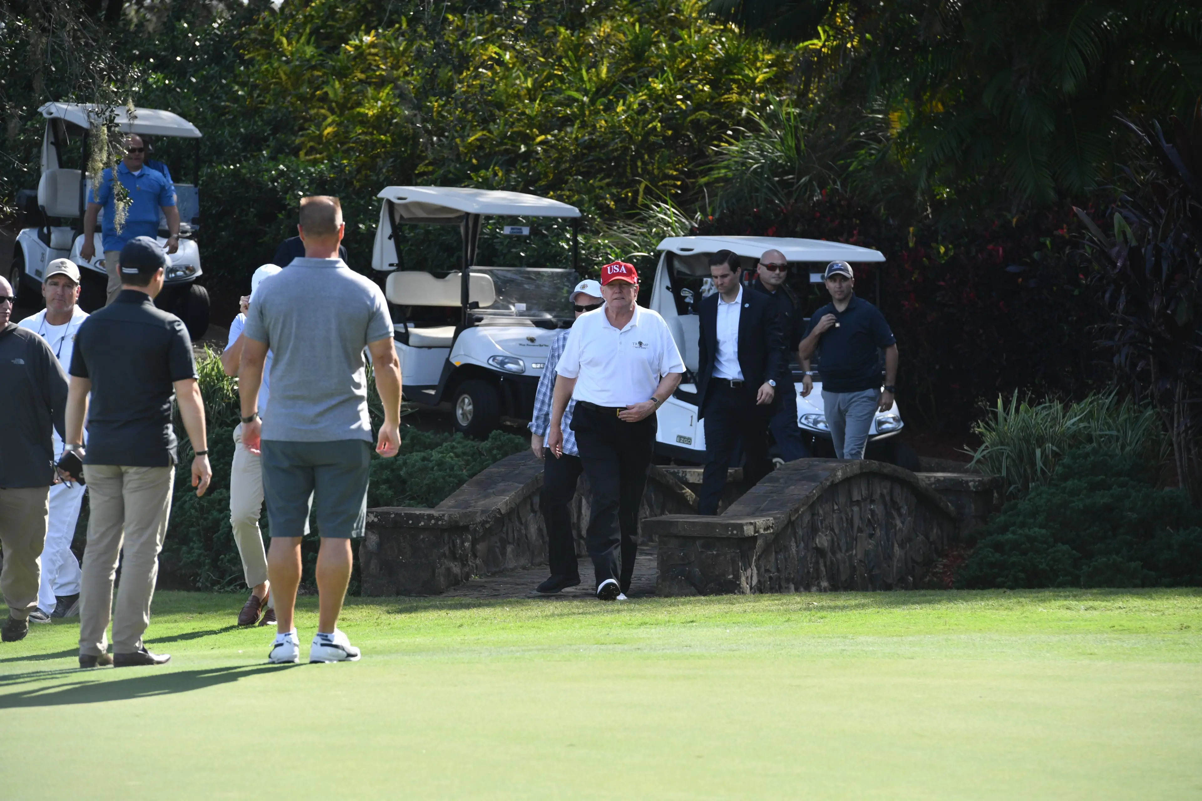 Trump at the Trump International Golf Course in Mar-a-Lago (NICHOLAS KAMM/AFP via Getty Images)