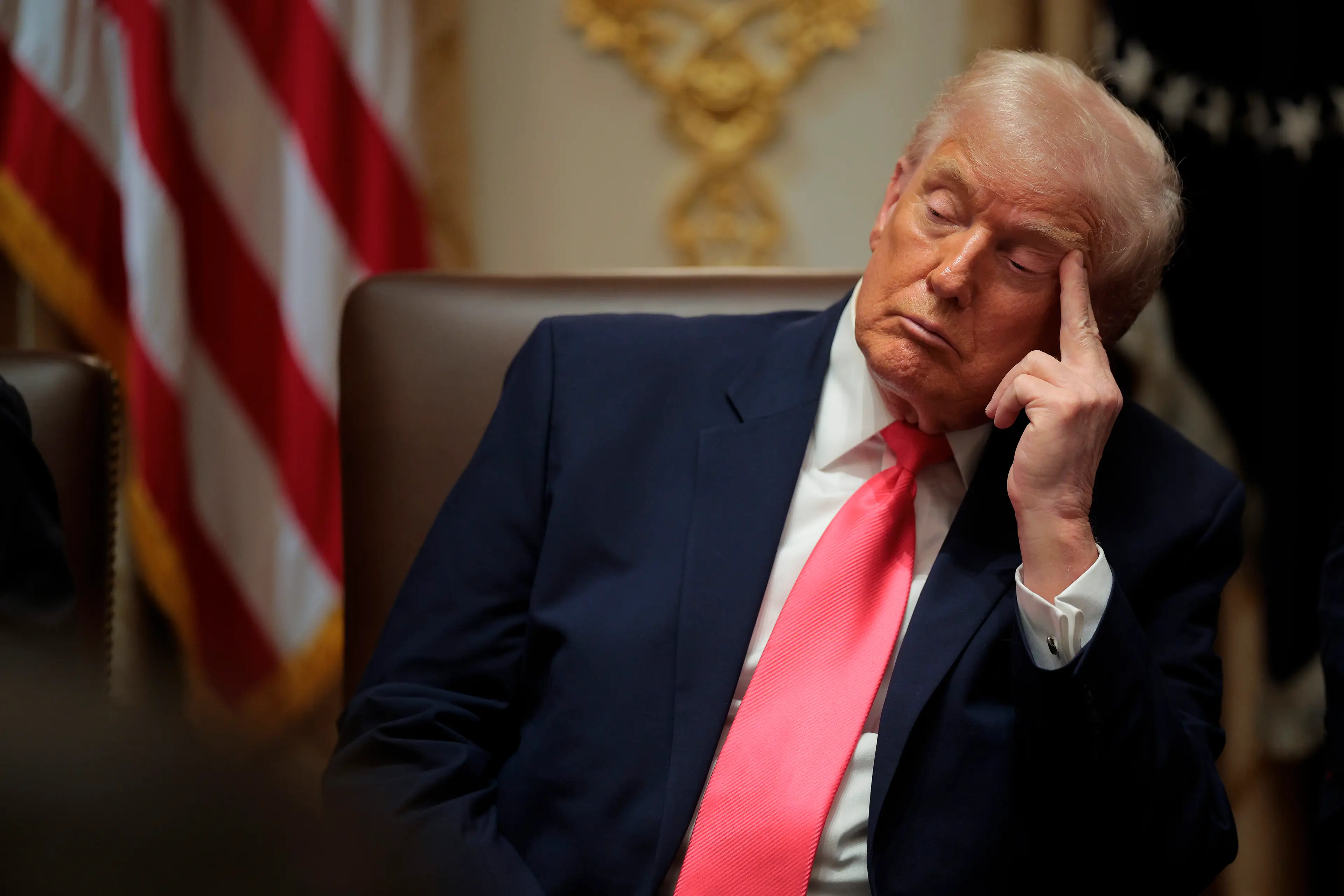 The US president has been captured with his eyes closed on numerous different occasions (Chip Somodevilla/Getty Images)