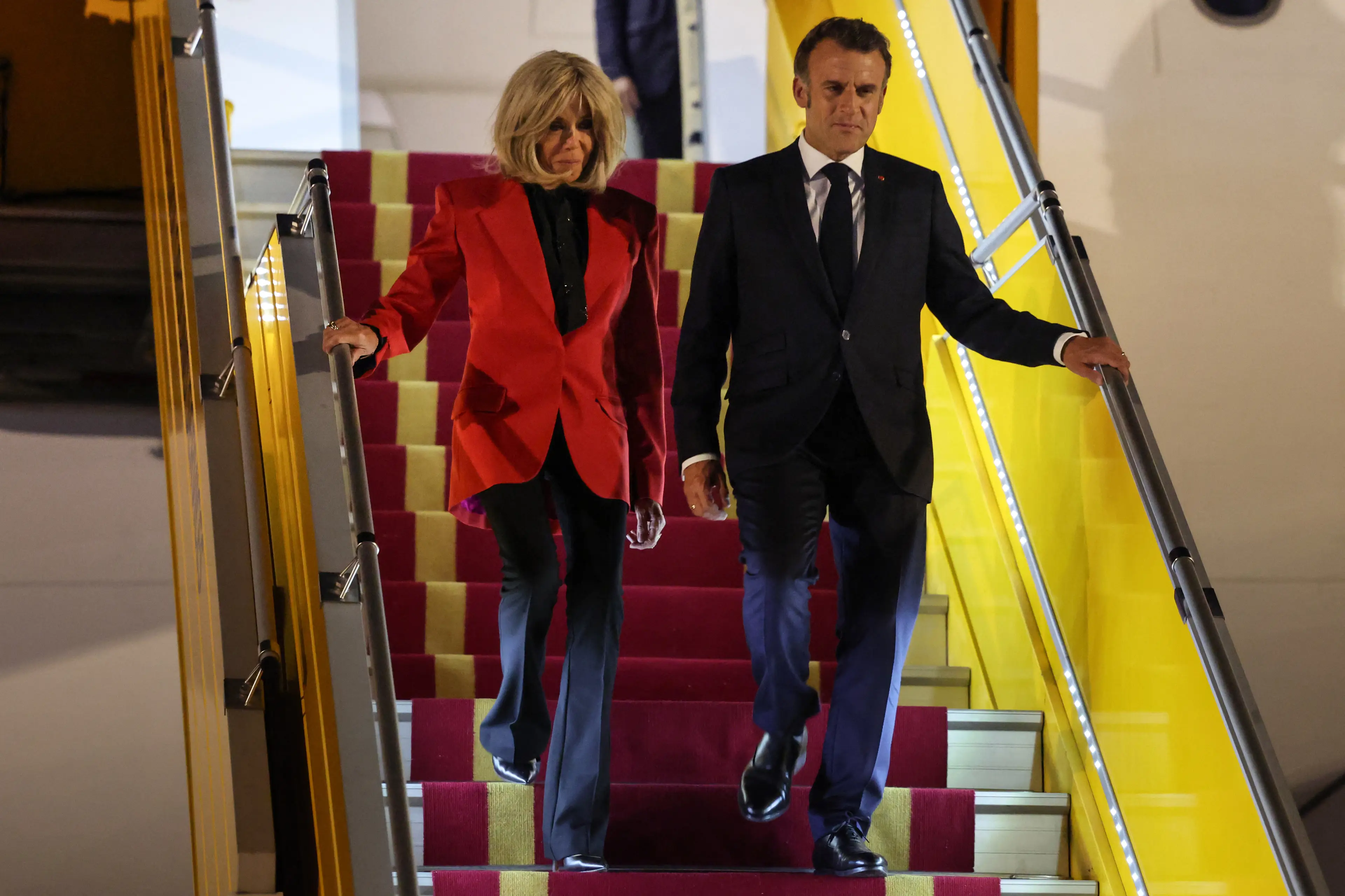 Brigitte appeared to 'slap' Macron earlier this week (LUDOVIC MARIN/AFP via Getty Images)