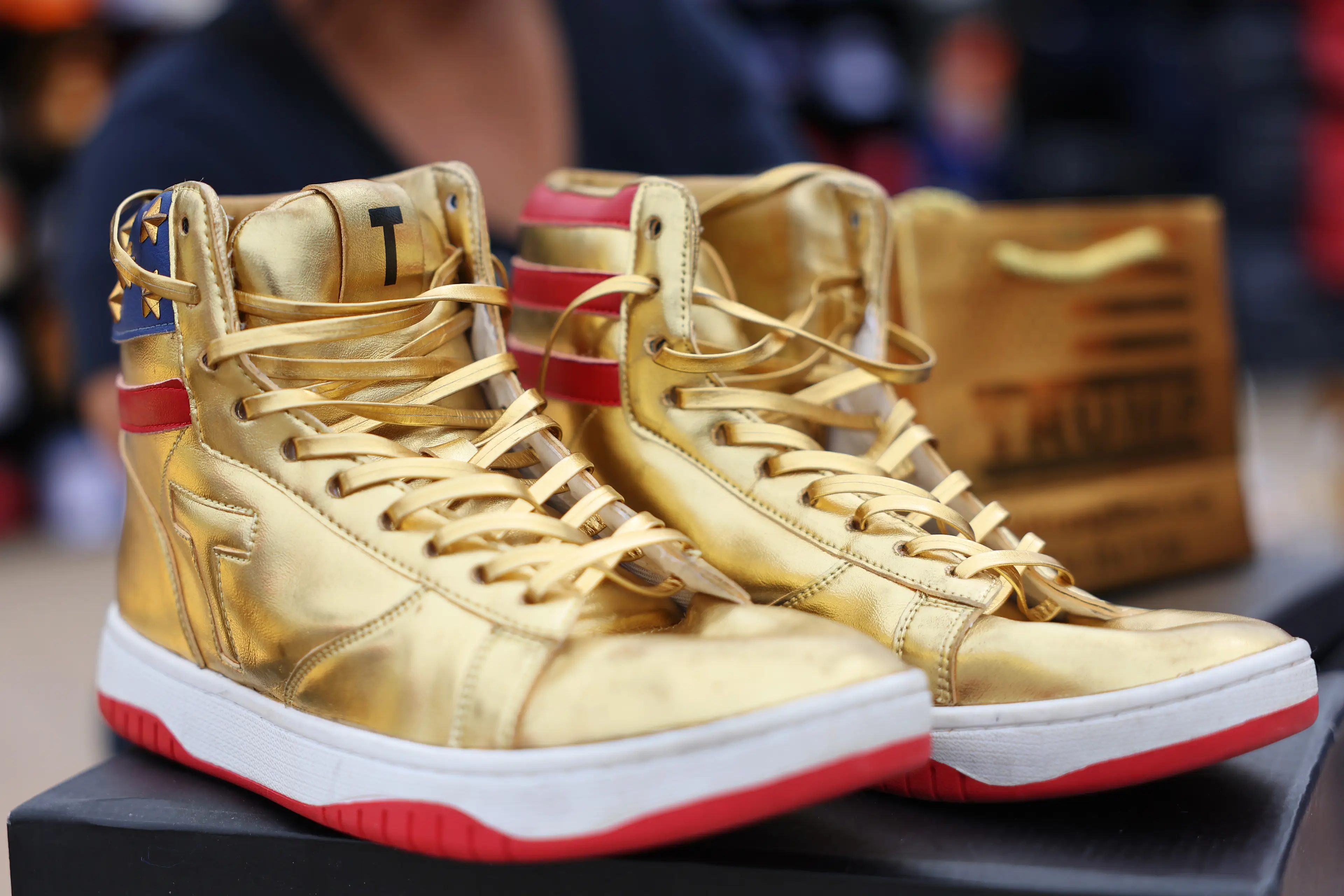 The gold shoes are being flogged for $180k (Michael M. Santiago/Getty Images)