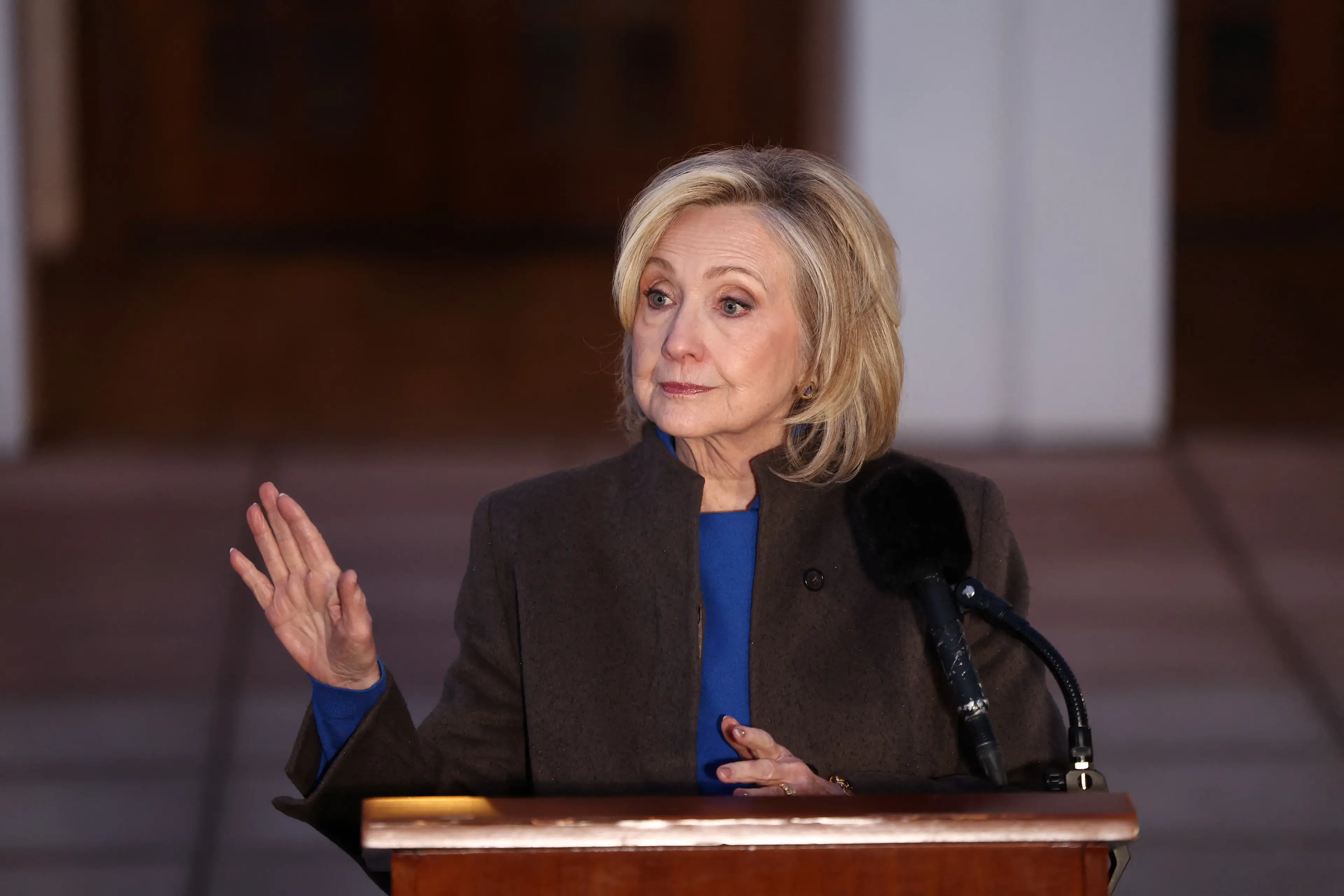 Hillary Clinton gave evidence for six hours yesterday as part of closed-door depositions (CHARLY TRIBALLEAU / AFP via Getty Images)