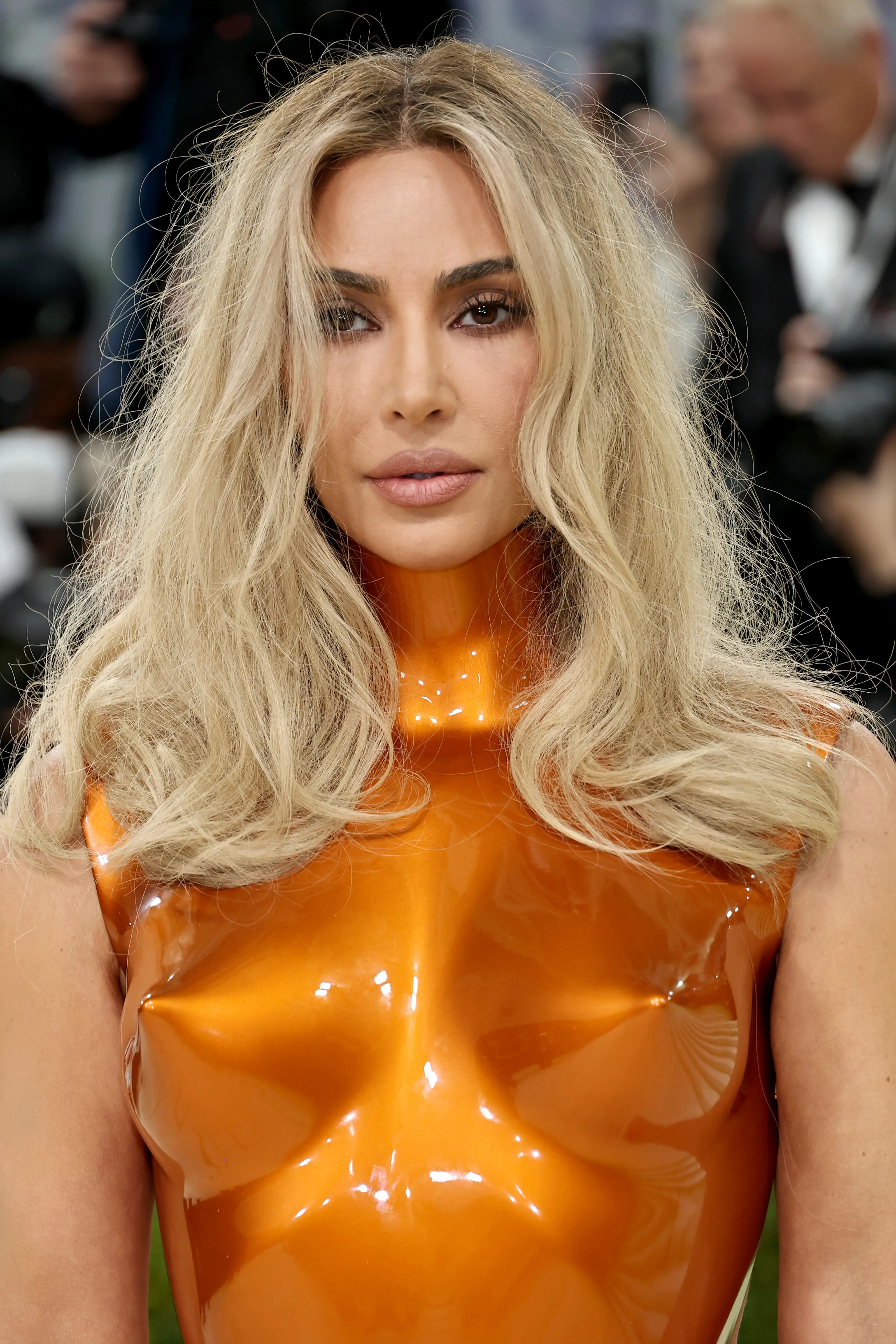 Kim opted not to wear any accessories (Jamie McCarthy/Getty Images)