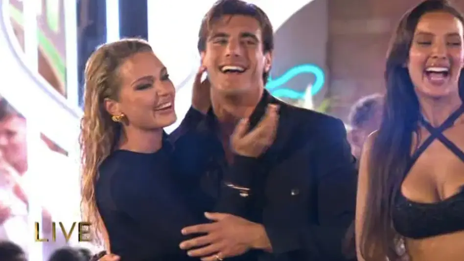Julia and Lorenzo moments after finding out they won Love Island (ITV)