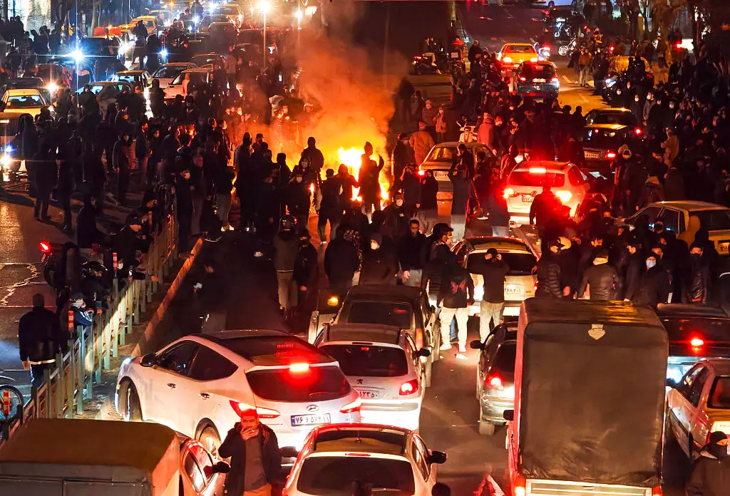 Demonstrations took place in Tehran in January, triggered by soaring inflation (Anonymous/Getty Images)