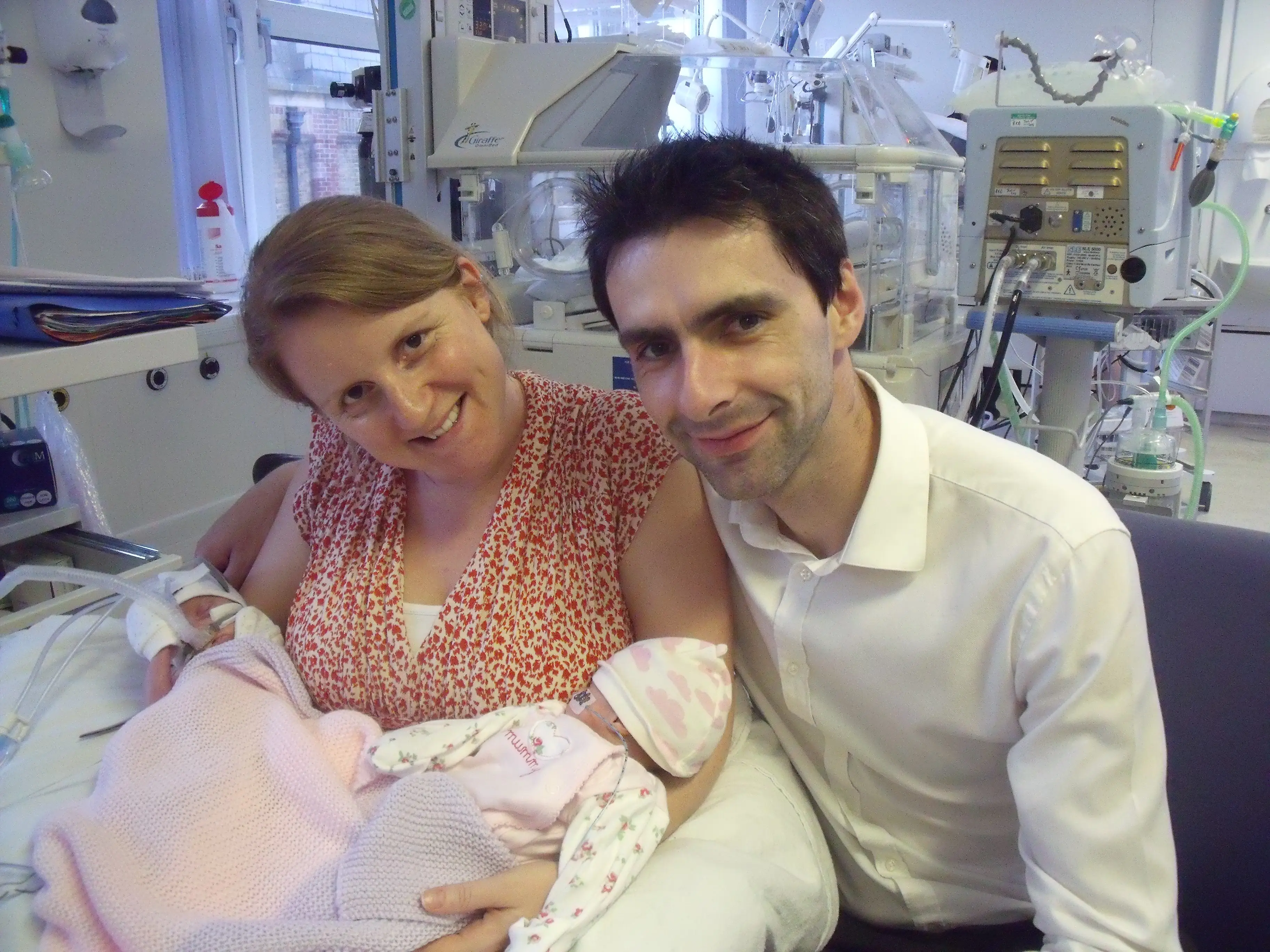 “This is the thing about having twins [who are premature], it’s a bit of a double hit because you have two babies and they’re in different rooms having different treatments at different times and you’re literally torn between the two." (Sarah Miles).