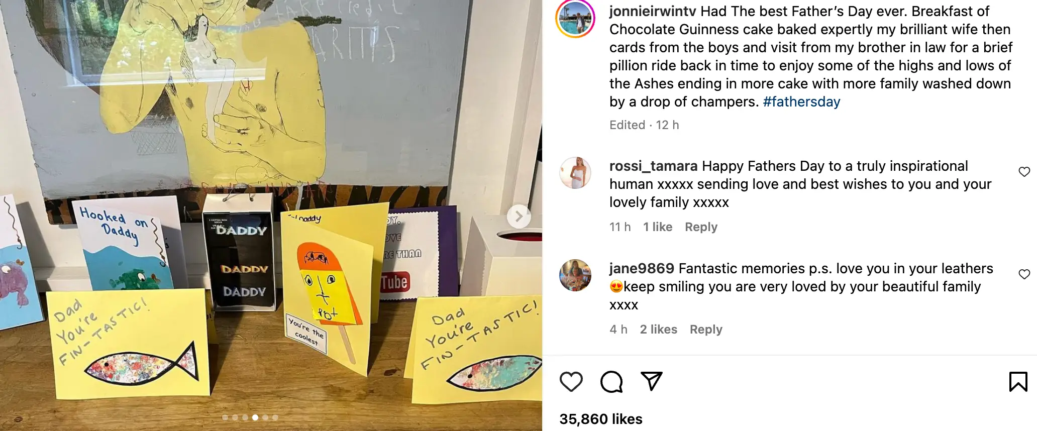 Irwin described this Father's Day as his 'best'.