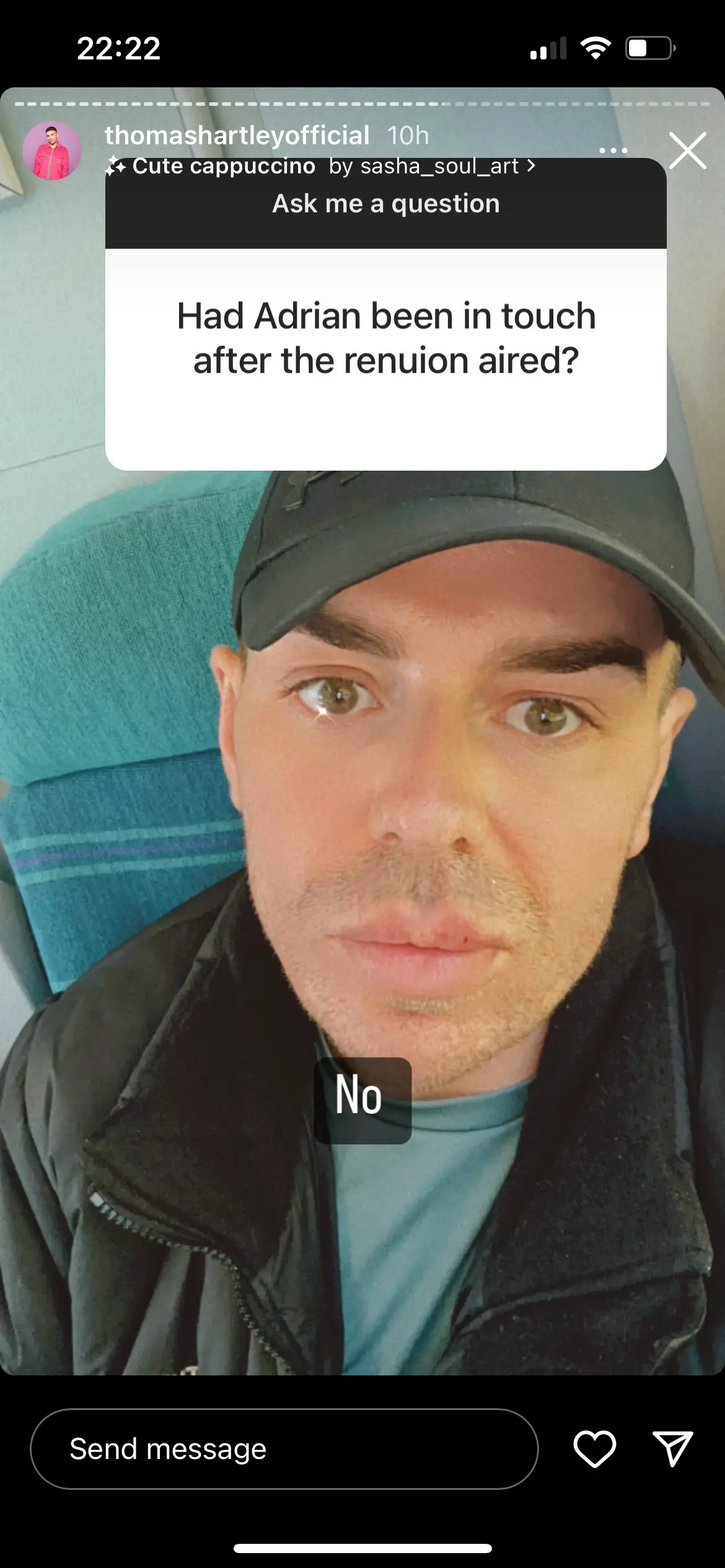 Thomas revealed he and Adrian haven't been in touch after the reunion.