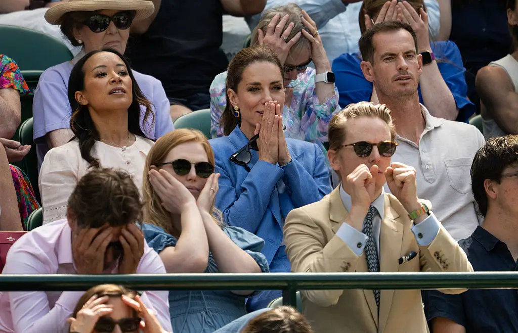 Kate got well and truly stuck into the tennis action as she sat with Andy Murray (Visionhaus/Getty Images)