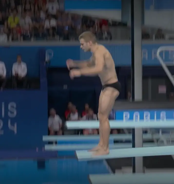 Wesemann seemed to get cold feet seconds before the dive. (BBC)