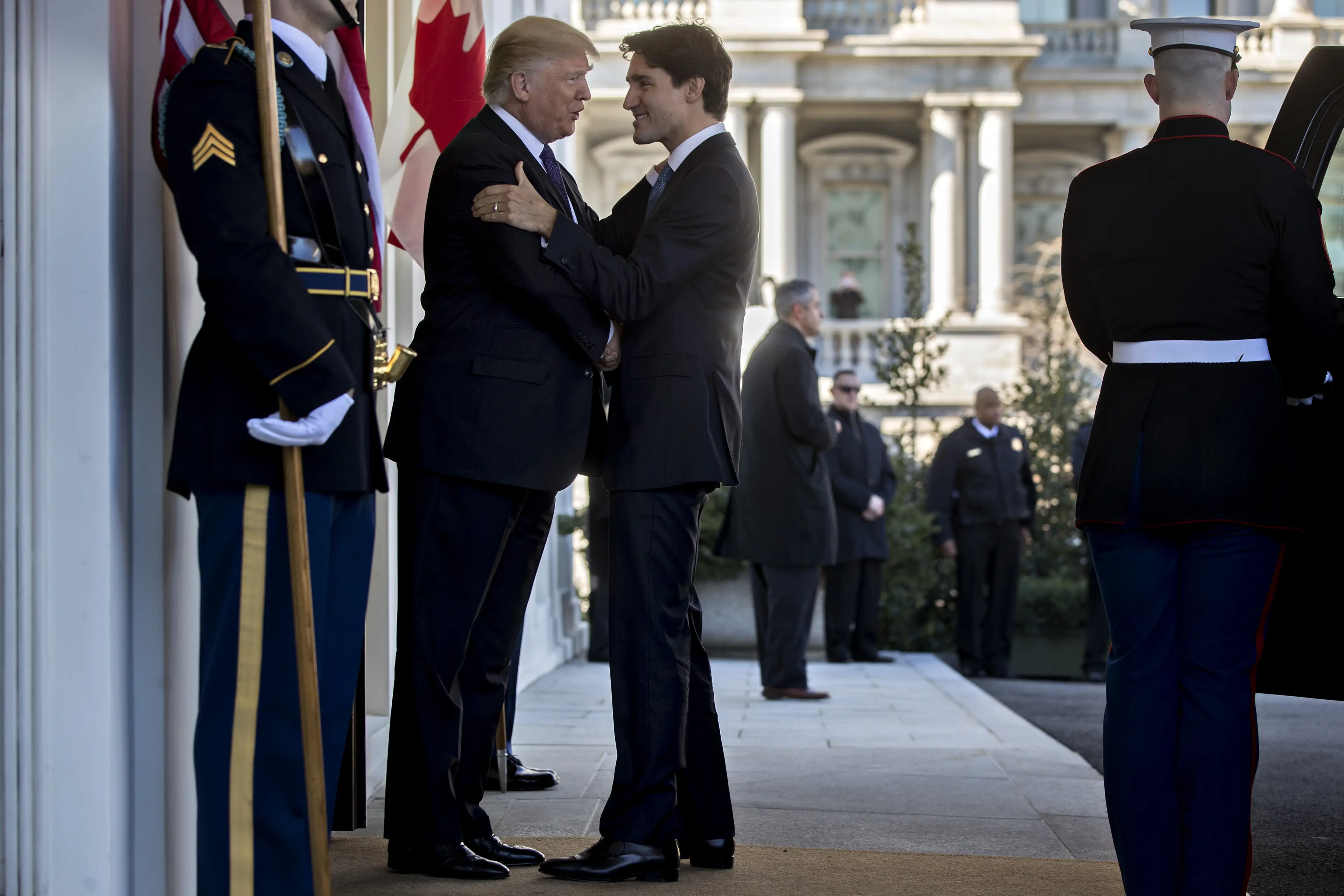 People are questioning why Donald Trump seems to lean in some pictures (Andrew Harrer/Bloomberg via Getty Images)