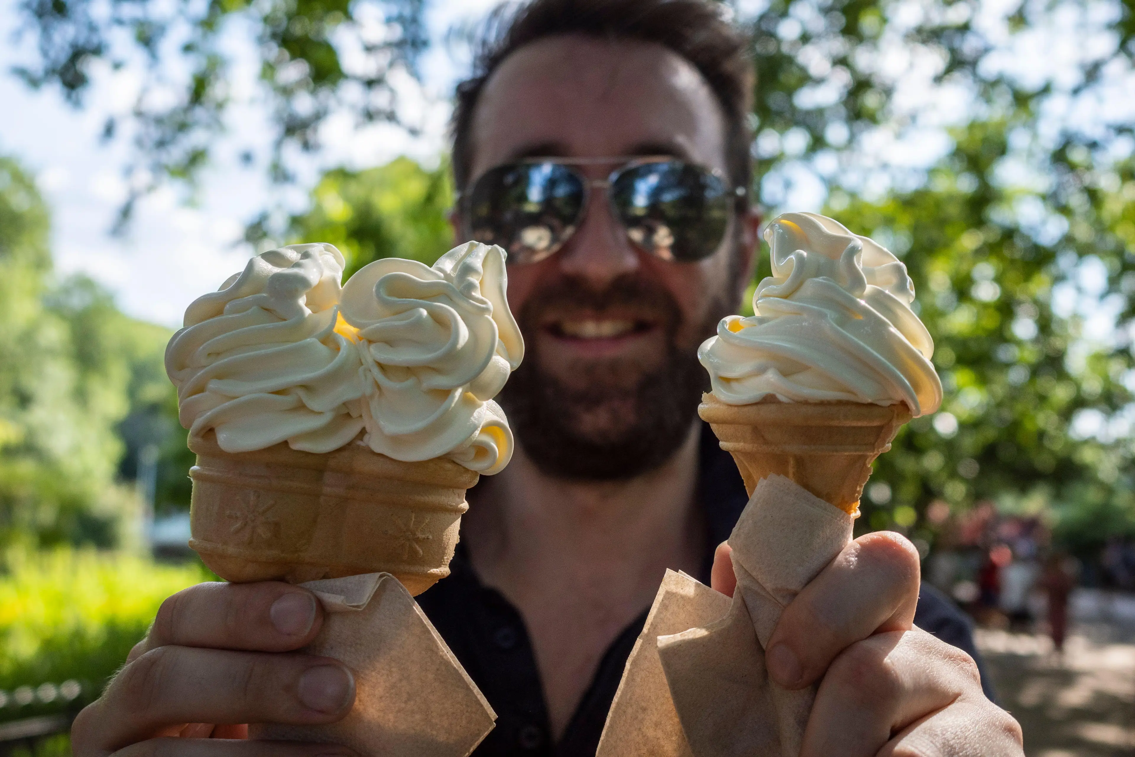 A man with ice creams.