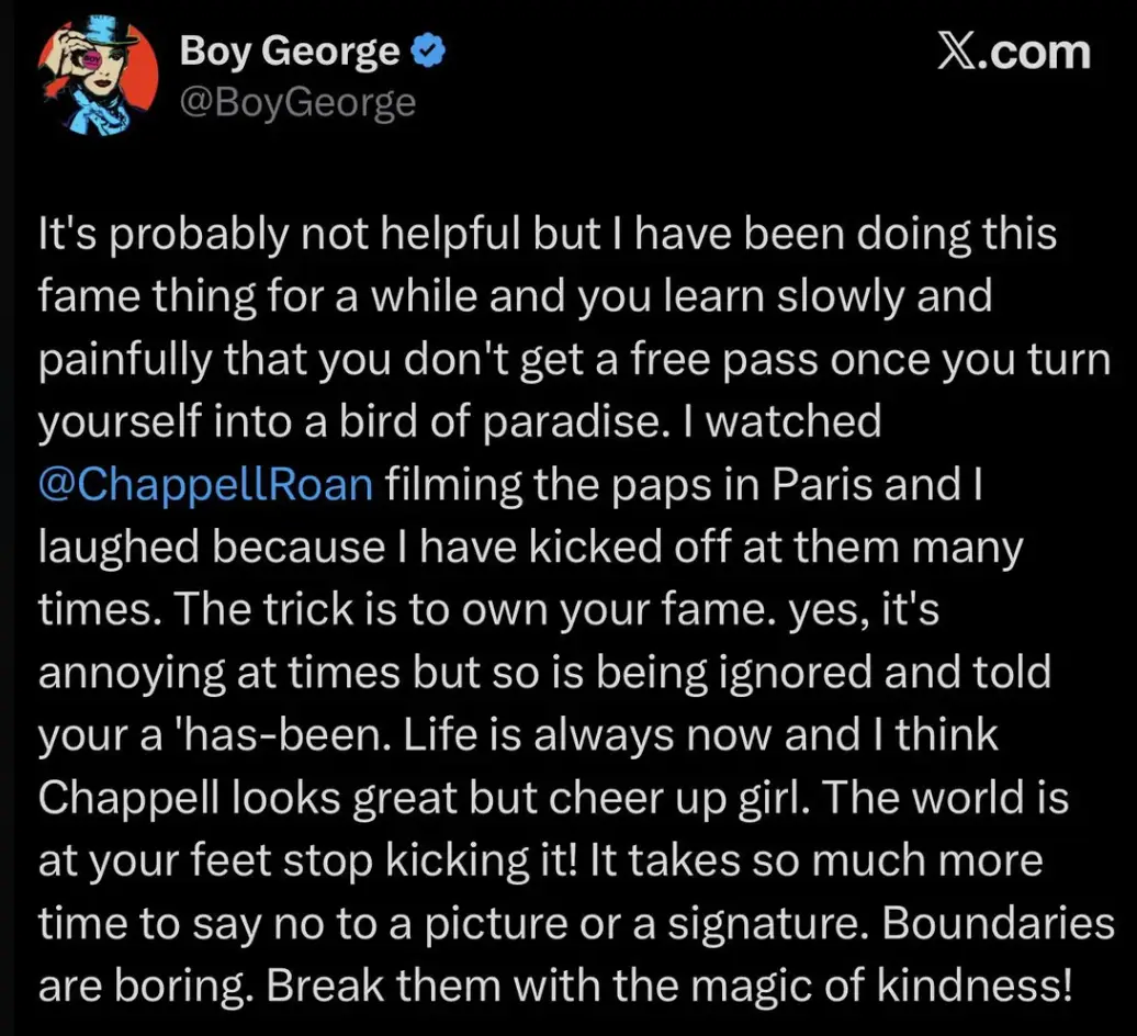 Boy George shared a fiery statement online (X)
