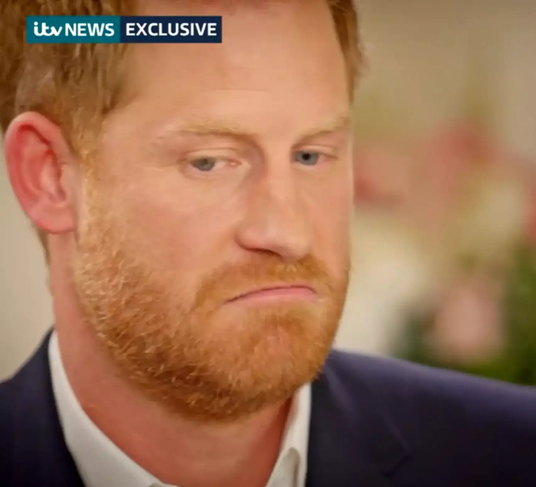 The Duke of Sussex's body language reveals how 'stressed' he is. (ITV)