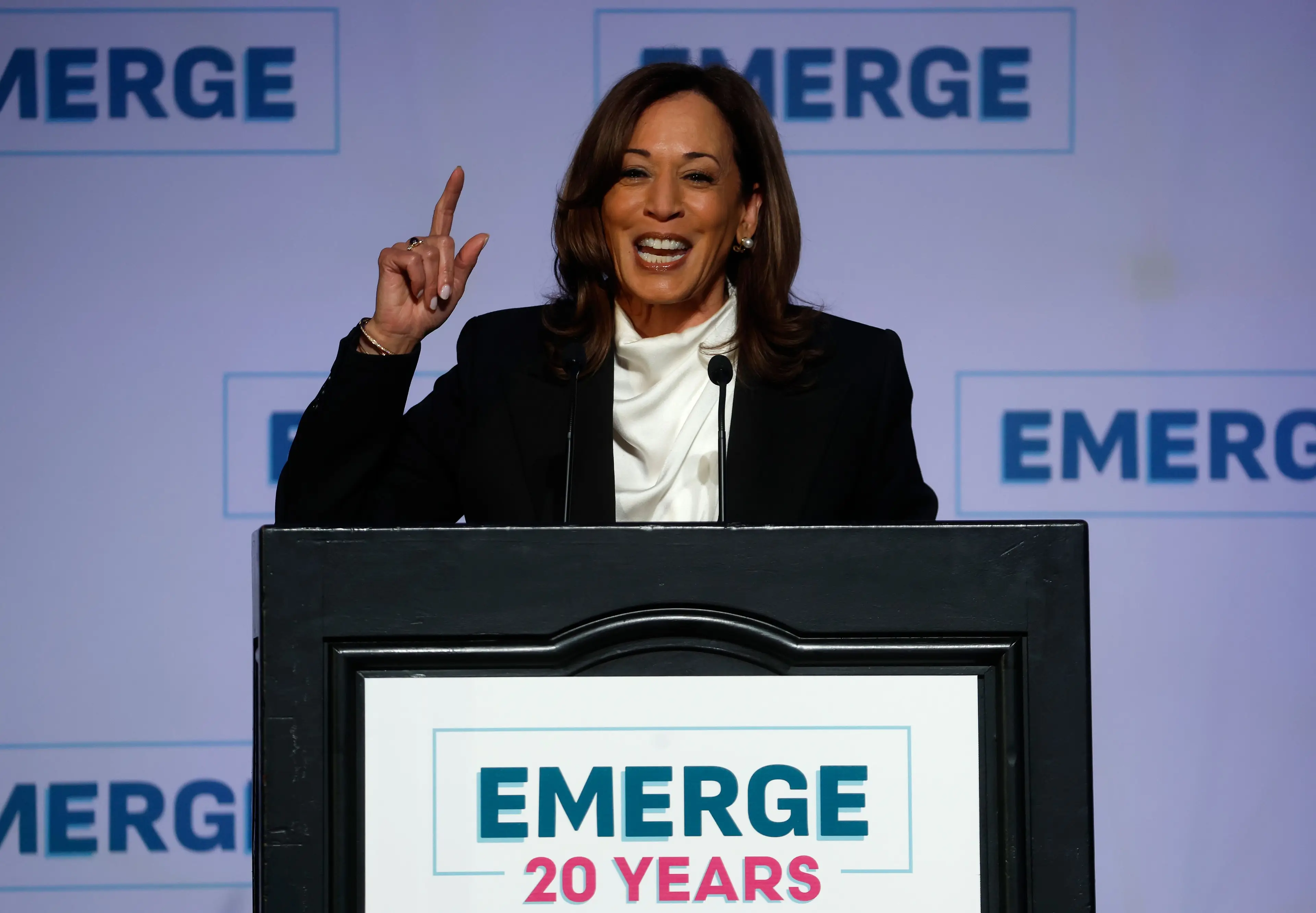 Kamala Harris referenced a recent viral video during her speech (Justin Sullivan/Getty Images)