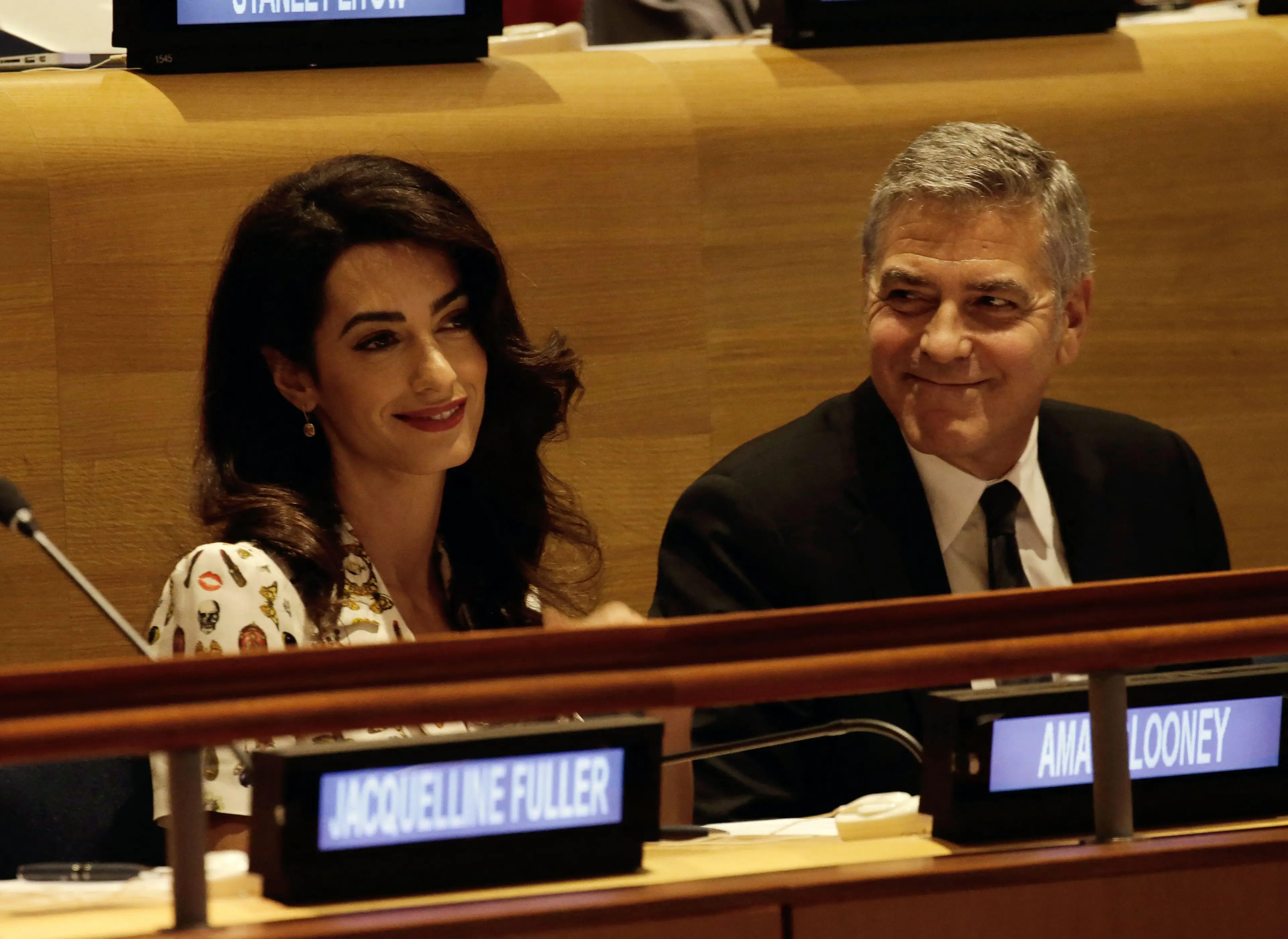 George and Amal Clooney at a United Nations summit.