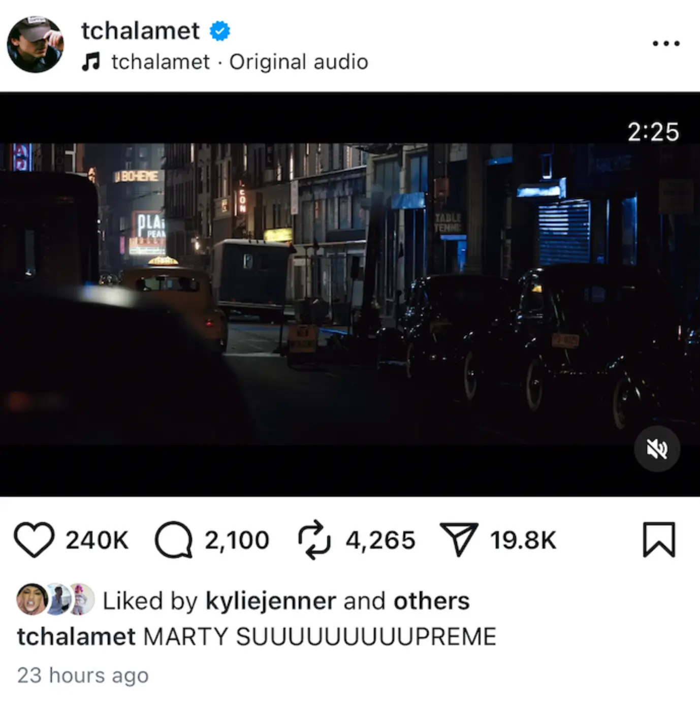 The Kardashians star publicly showed support for her boyfriend on social media yesterday (Instagram/tchalamet)