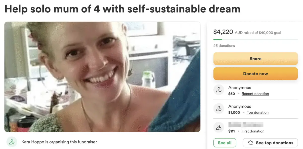 So far she has raised more than AUD $4,000.