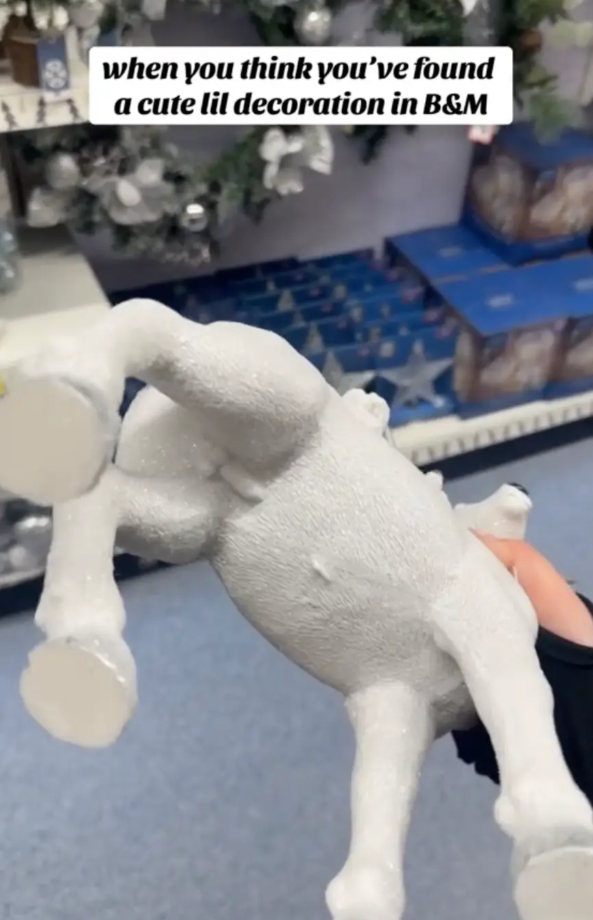 The Christmas ornament had a rather intimate detail.