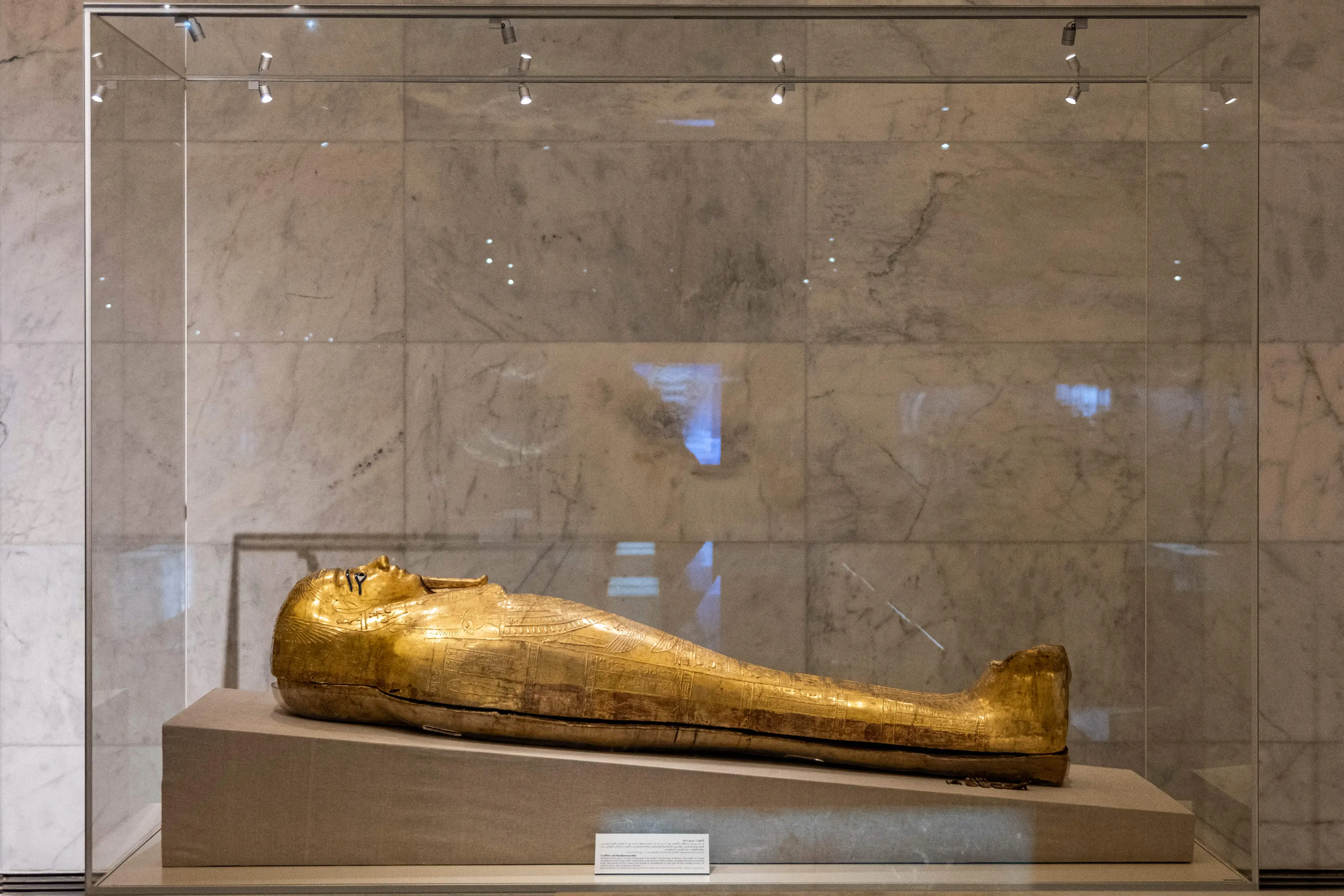 This coffin is now on display at the National Museum of Egyptian Civilisation in Cairo (AMIR MAKAR/AFP via Getty Images)