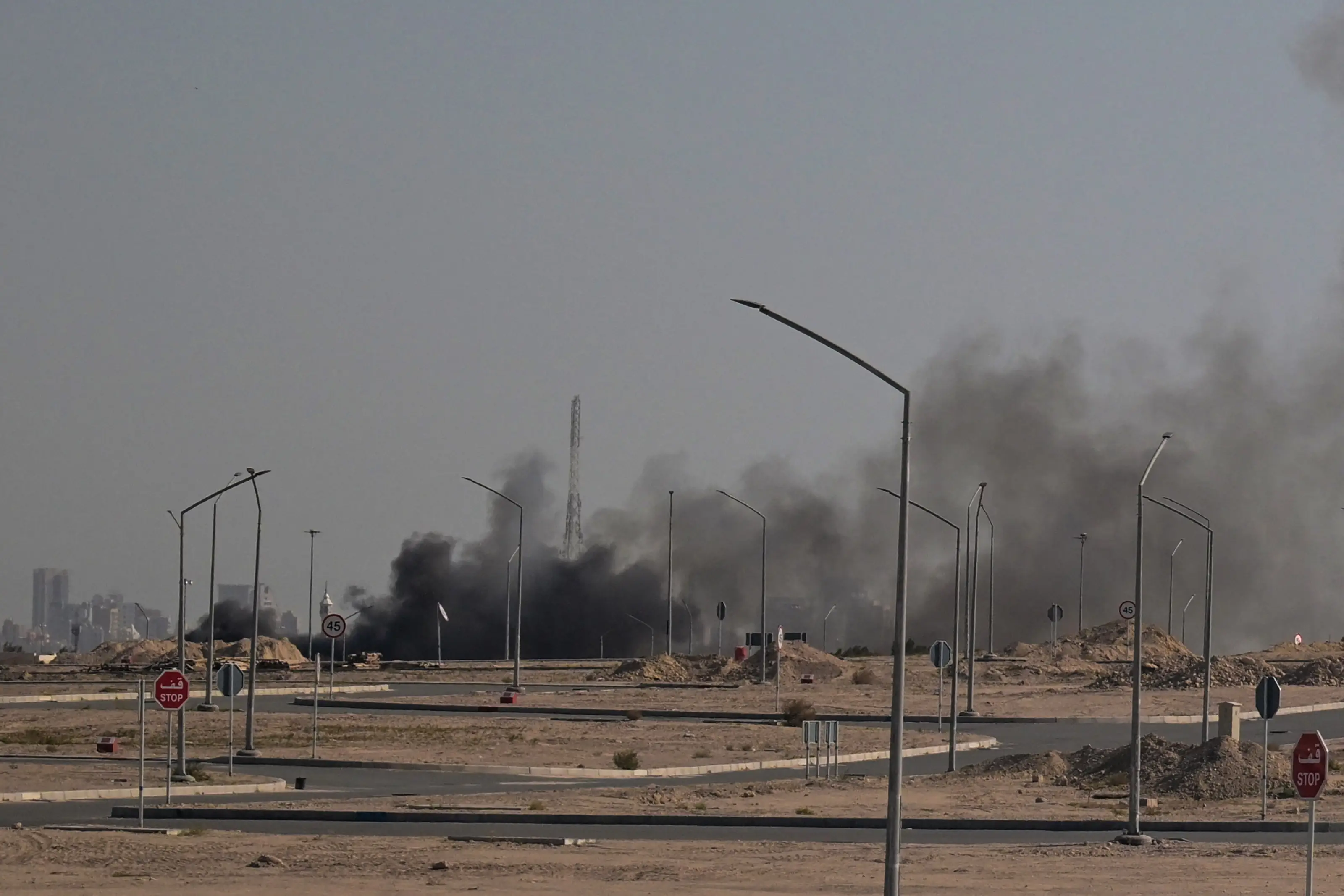 Smoke was seen rising from the US Embassy compound in Kuwait (AFP via Getty Images)