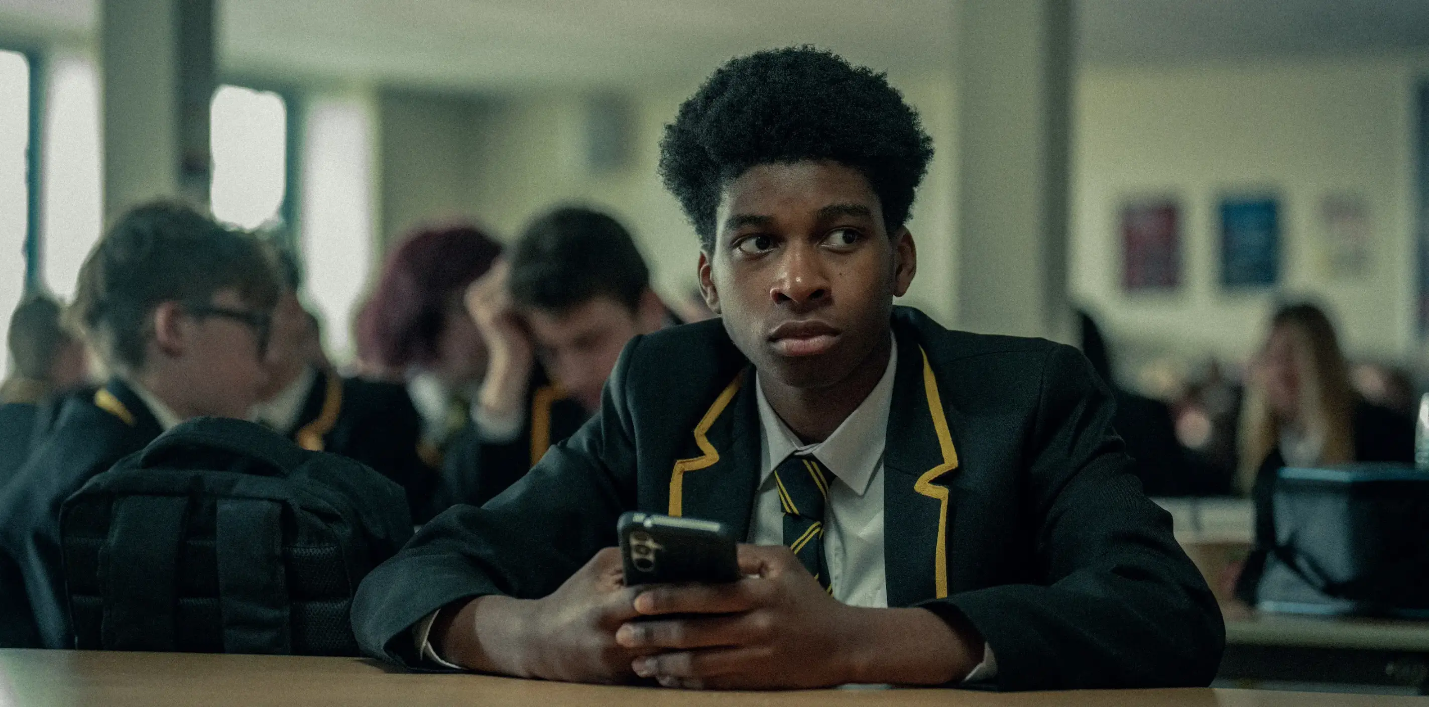Lead detective Inspector Bascombe's teenage son, Adam, broke down the 'manosphere' in episode two (Netflix)