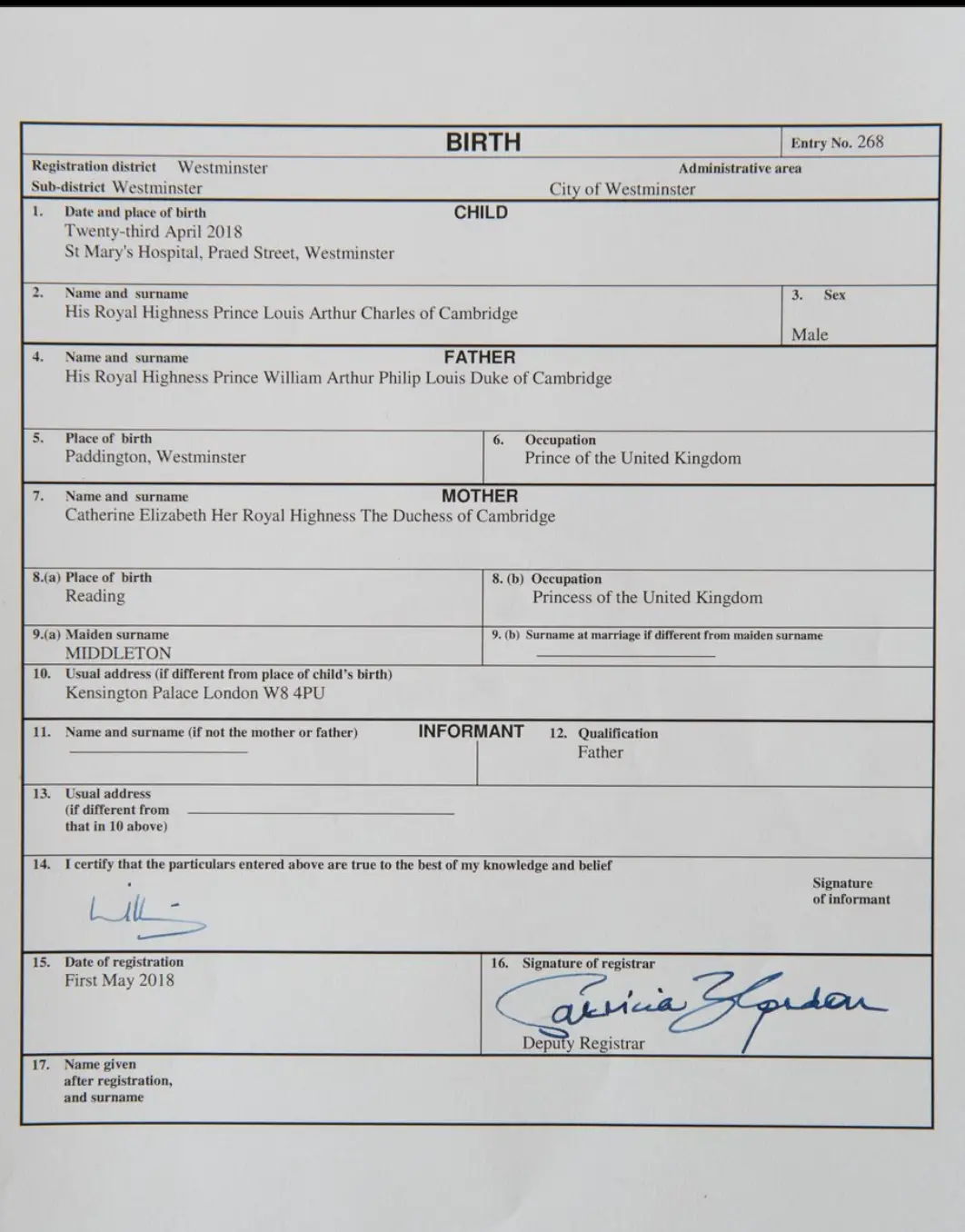 Prince Louis bears a pretty hefty full title (CBS)