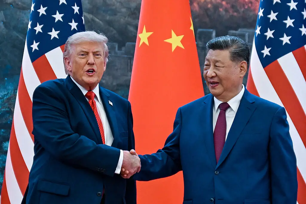 Trump is currently in Beijing on a three-day state visit to talk with Chinese leader Xi Jinping (KENNY HOLSTON/Getty Images)