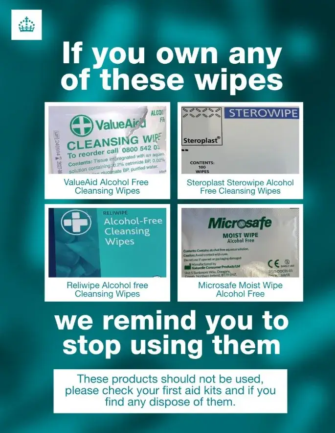 Four specific wipe brands have been identified (UK Health Security Agency)