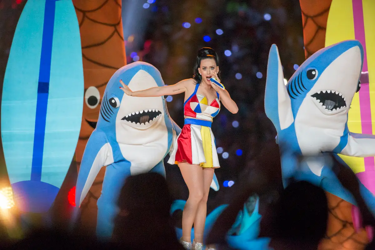 Katy Perry was joined by dancing sharks at the Super Bowl (Tom Hauck/Getty Images)