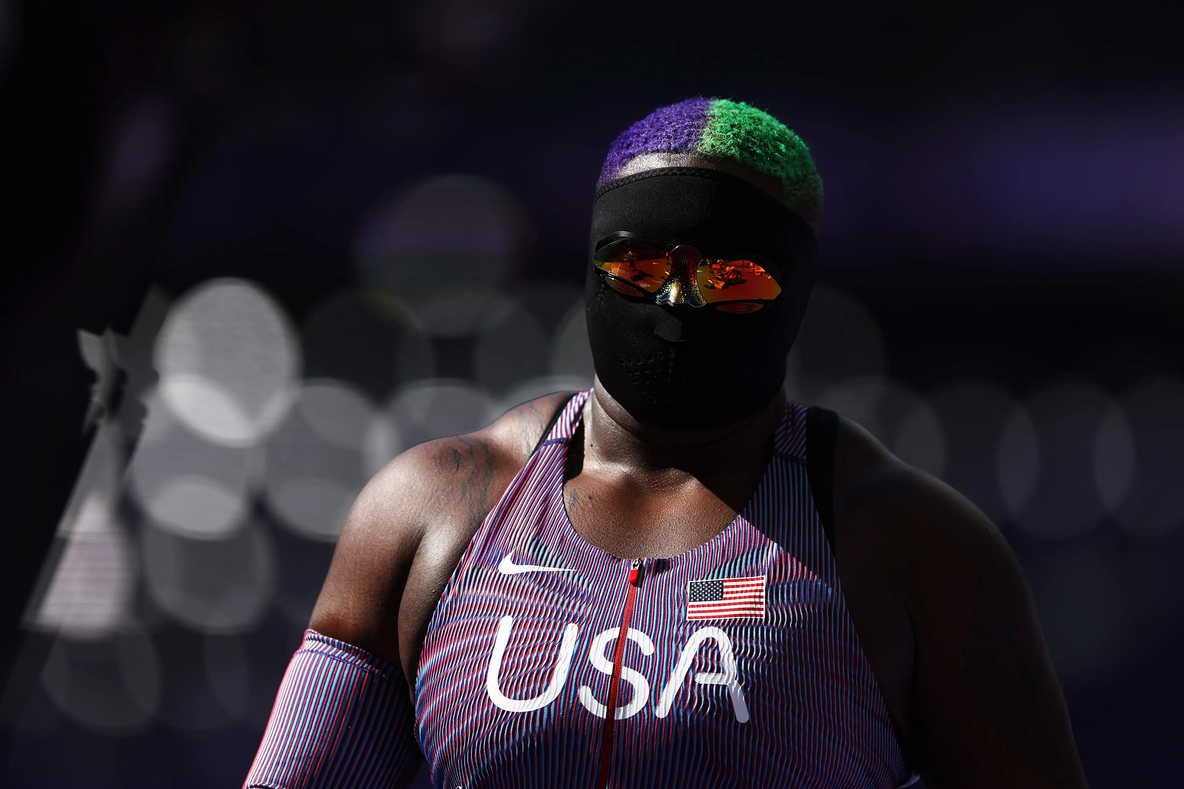 Raven Saunders, who identifies as non-binary and uses they/them pronouns, was misgendered by commentator Steve Backley. (Christian Petersen/Getty Images)