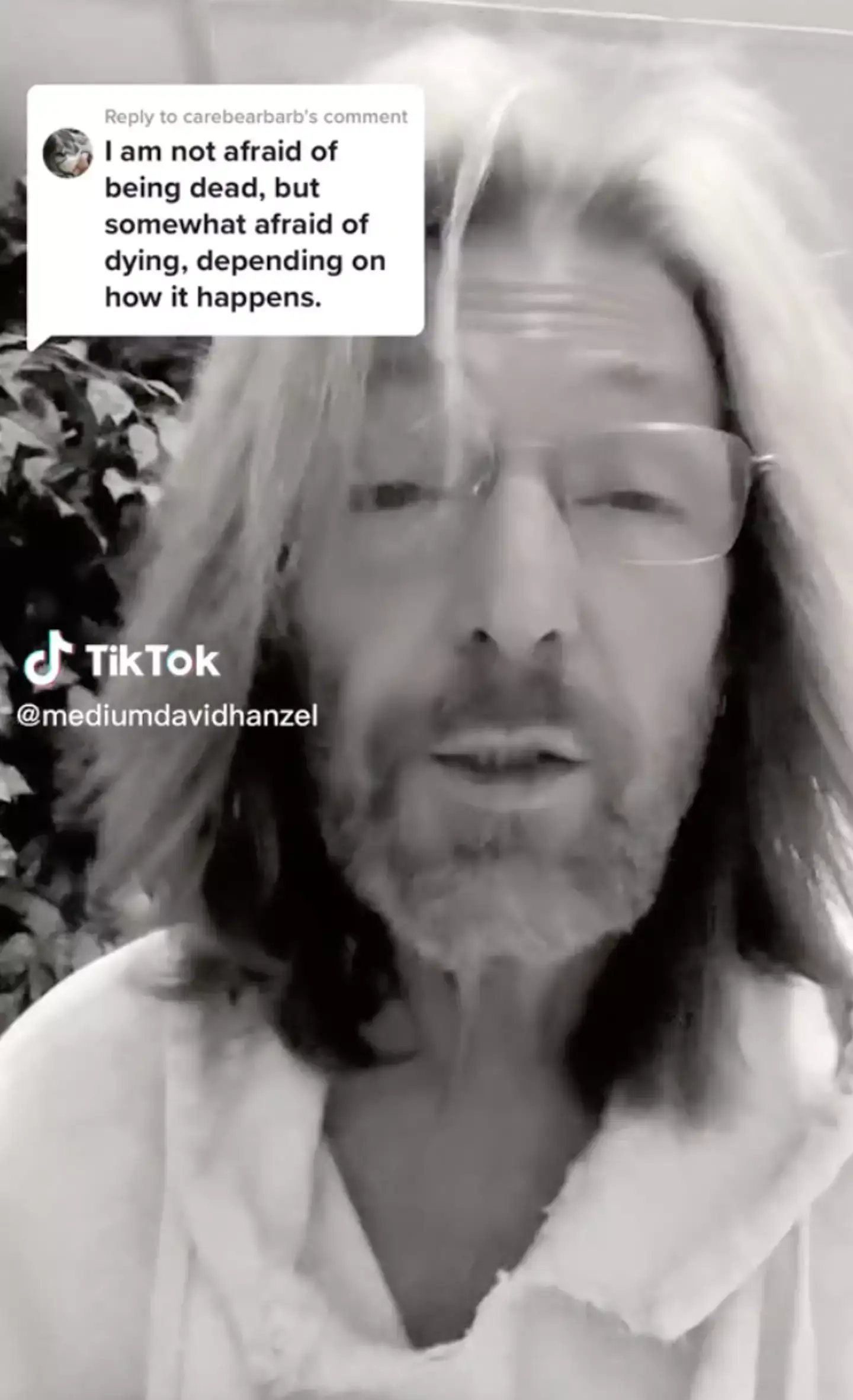 The American had an 'epiphany' when he woke up from his coma. (TikTok/@mediumdavidhanzel)