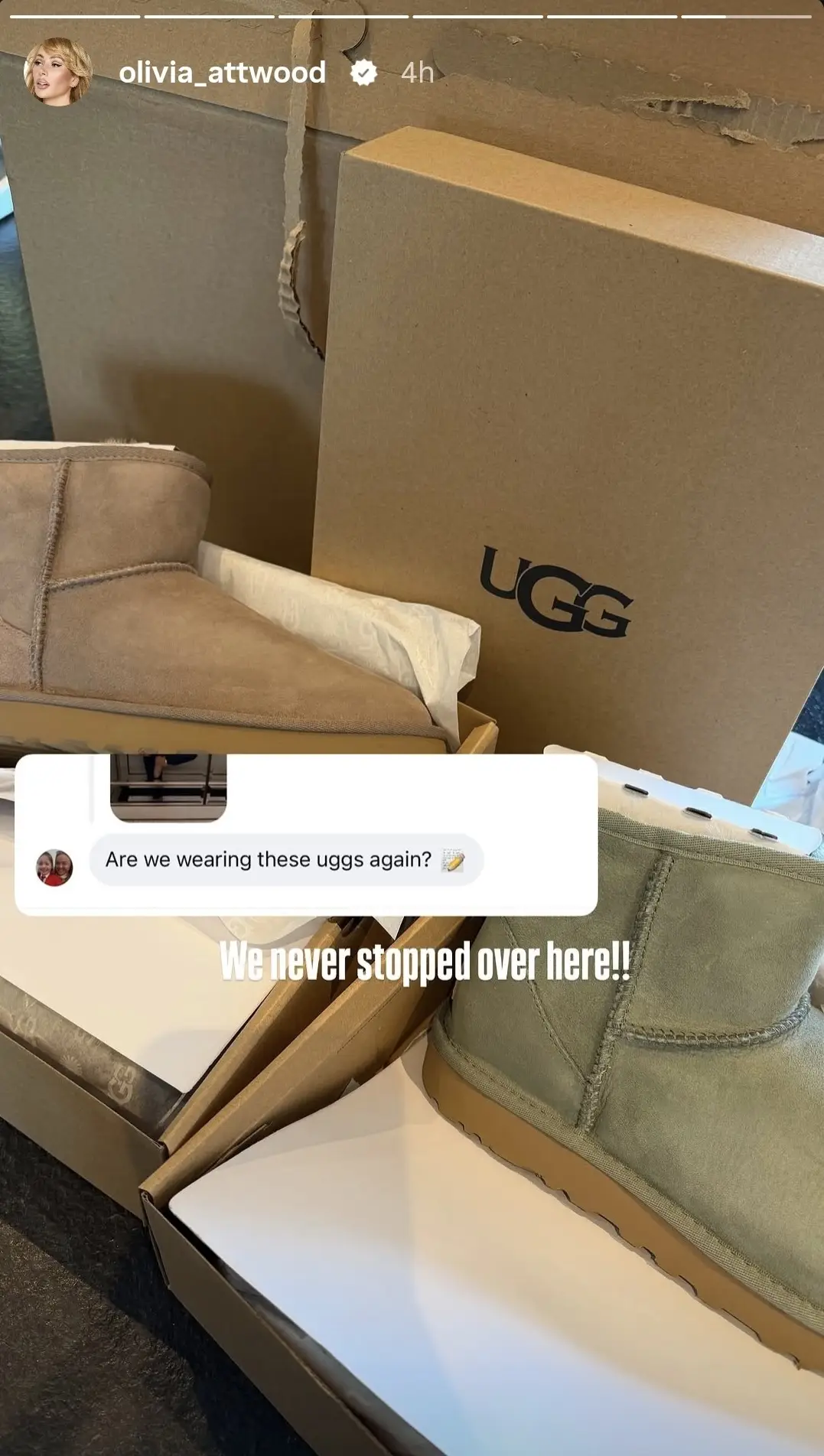 The reality star has declared Ugg season is back (Olivia Attwood/Instagram)