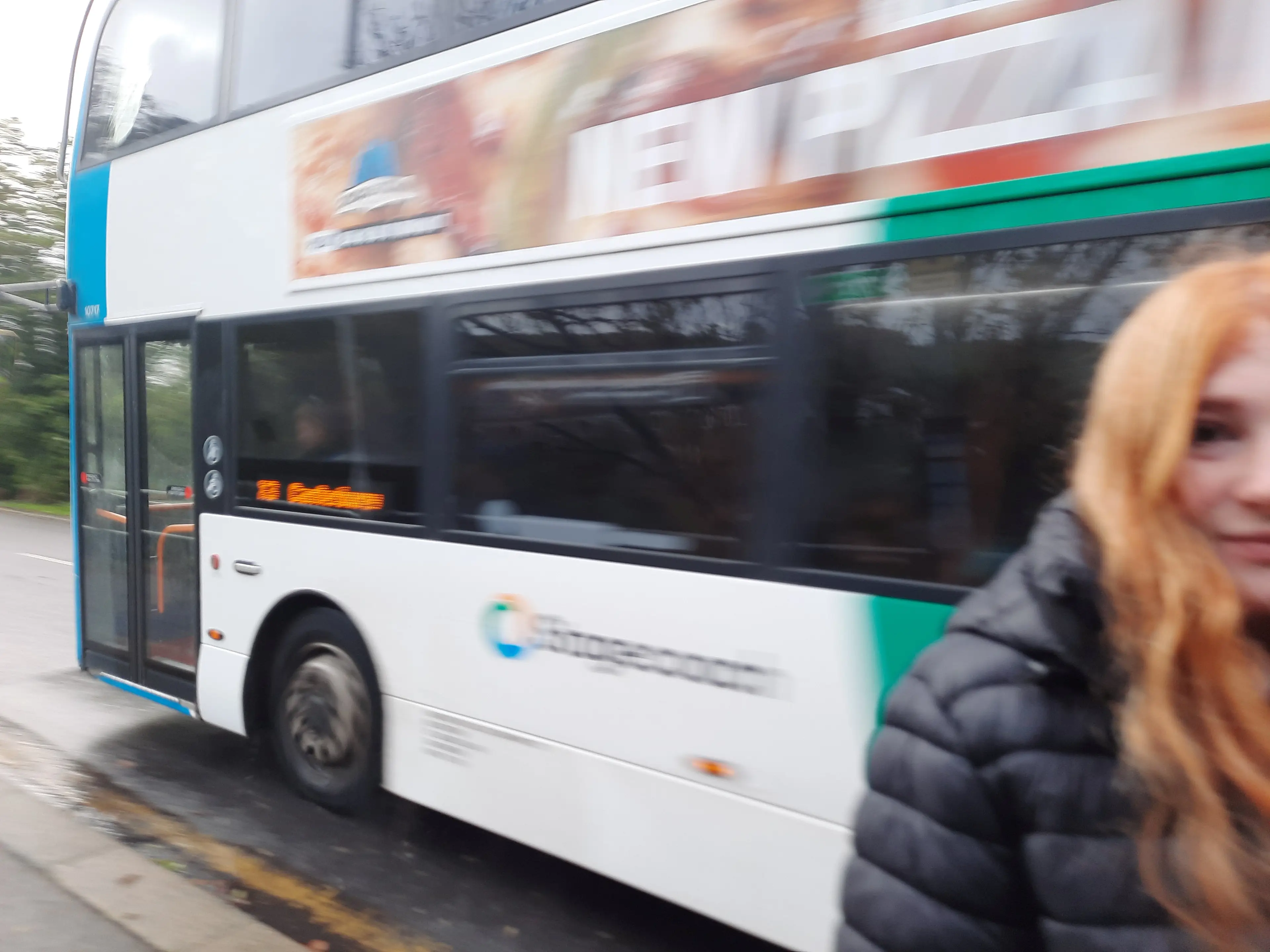 The bus sometimes drives past students.