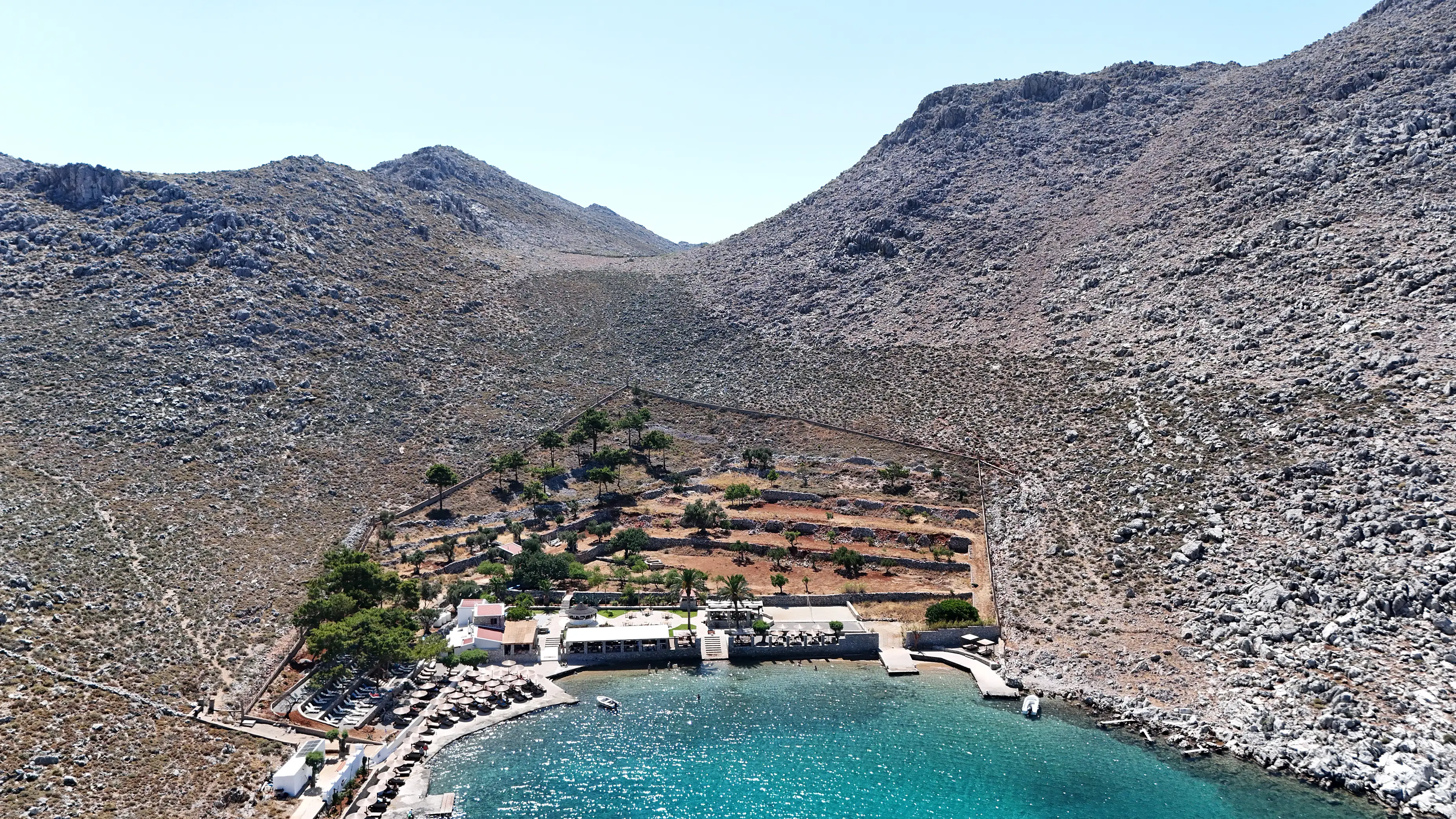 View of Agia Marina in Symi, Greece, where Mosley was found (PA)