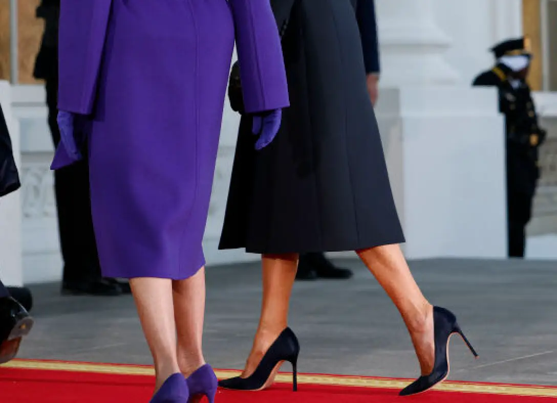 Melania reportedly wore a pair of four-inch Manolo Blahnik BB suede pumps (Anna Moneymaker / Staff / Getty Images)
