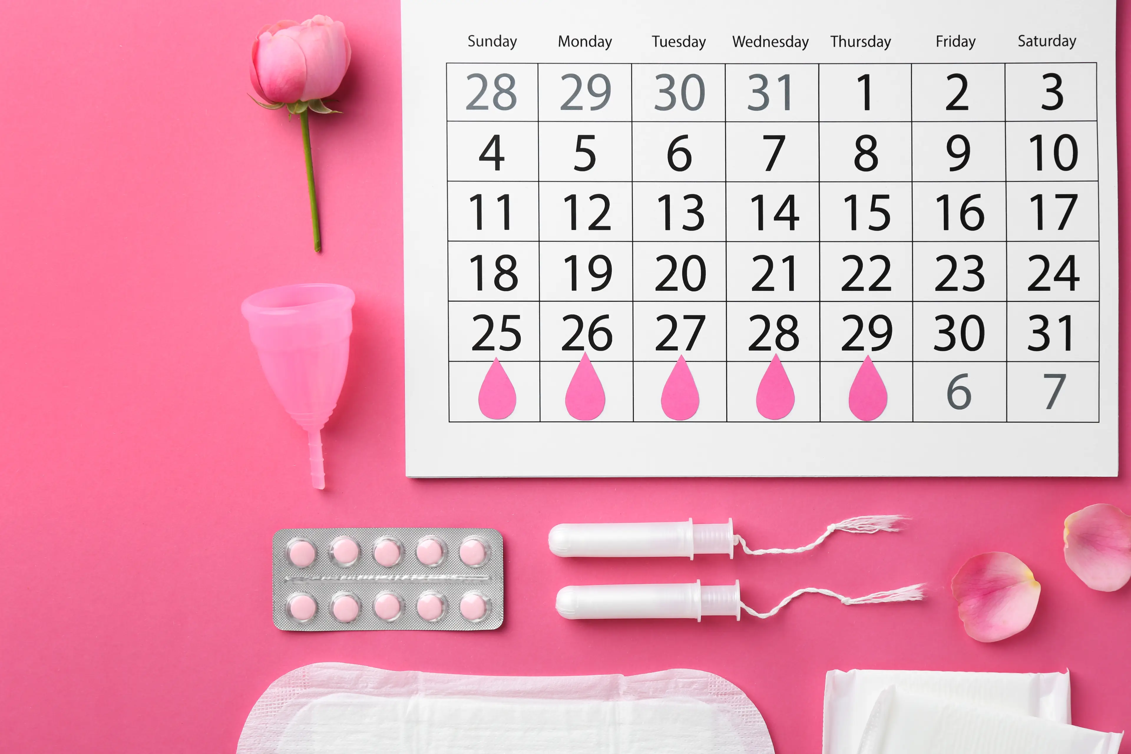 Pink period flood is usually the result of hormonal birth control (Getty Stock Image)