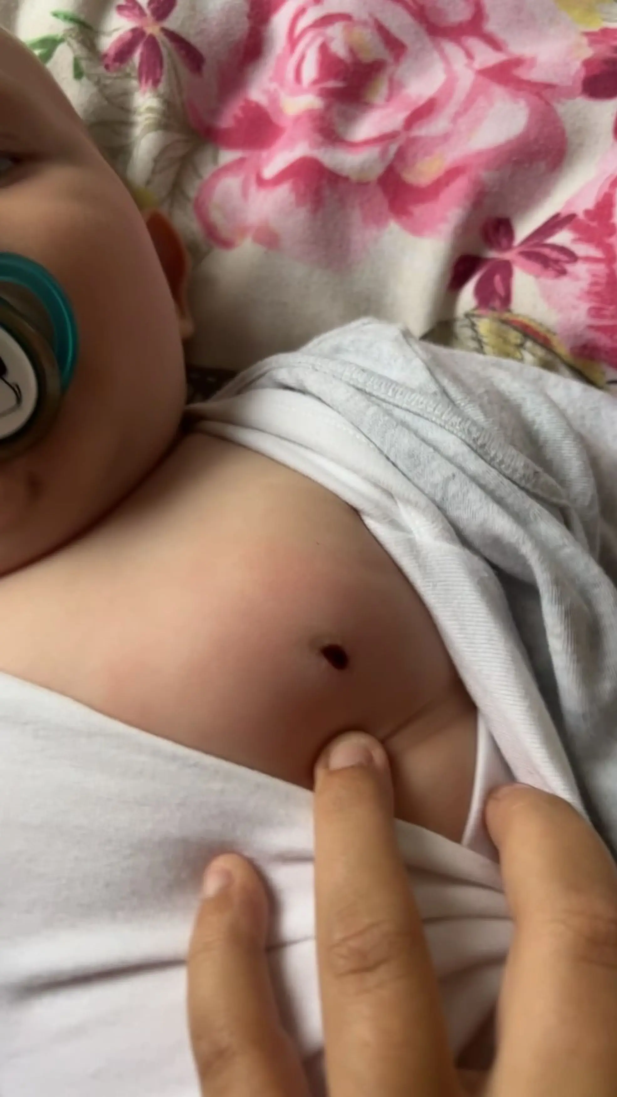 Mum Kourtney noticed bloody discharge on his vest whens he went to bathe him.