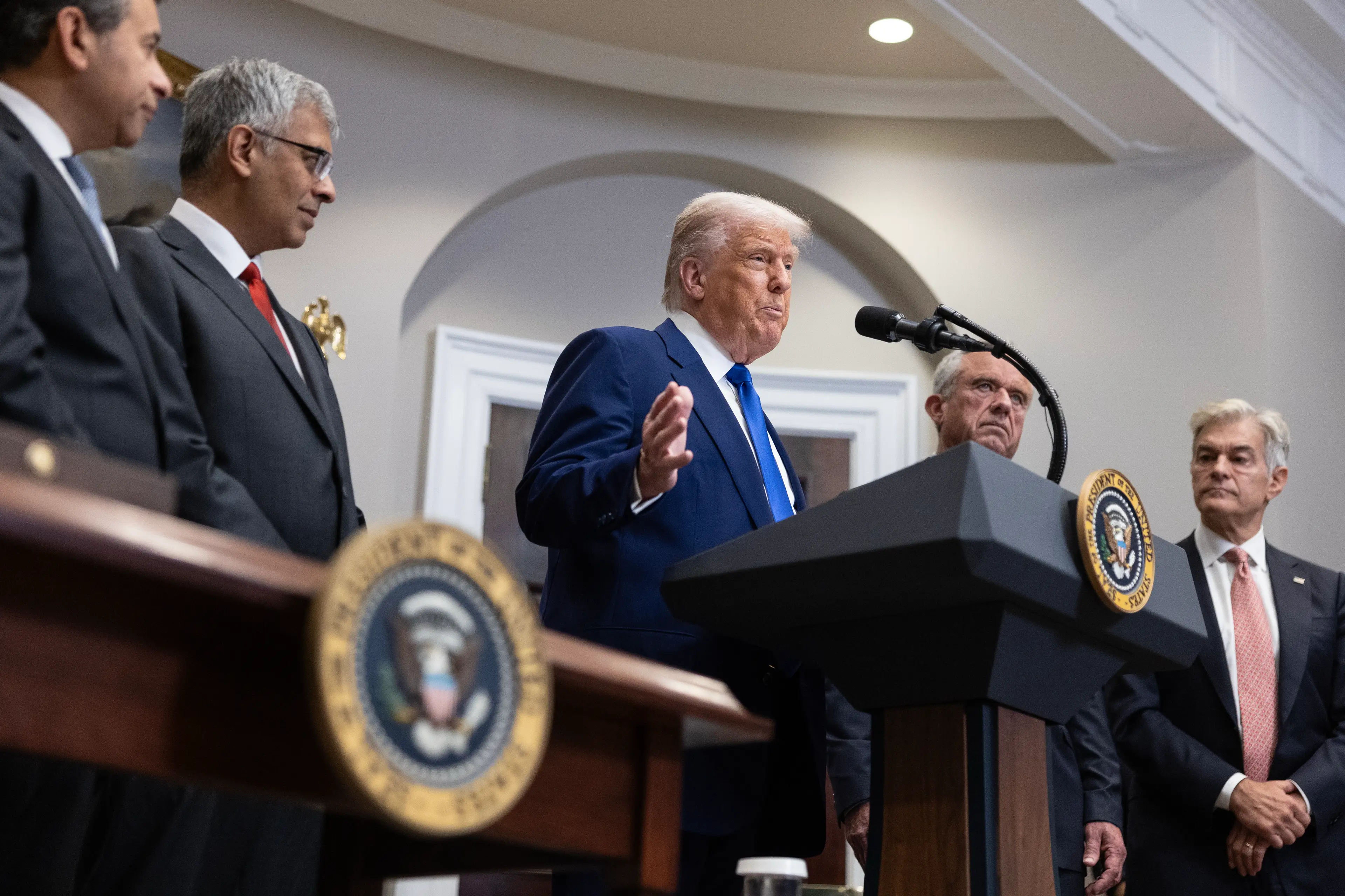 Trump's speech centred on finance for pharmaceuticals (Tom Brenner for The Washington Post via Getty Images)