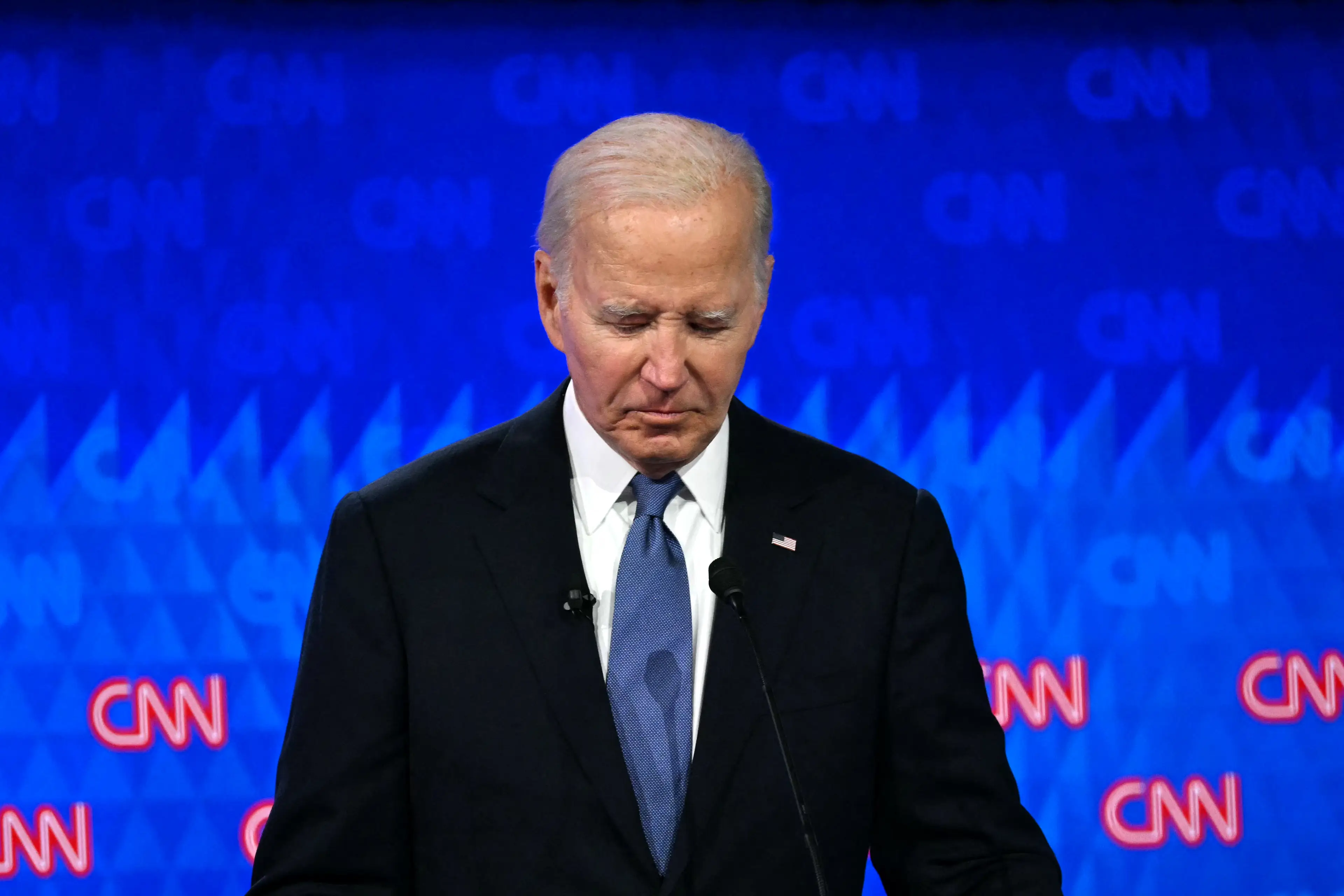 Joe Biden appeared pale and sounded raspy and struggled to maintain a train of thought during the nightmare televised debate (ANDREW CABALLERO-REYNOLDS/AFP via Getty Images)