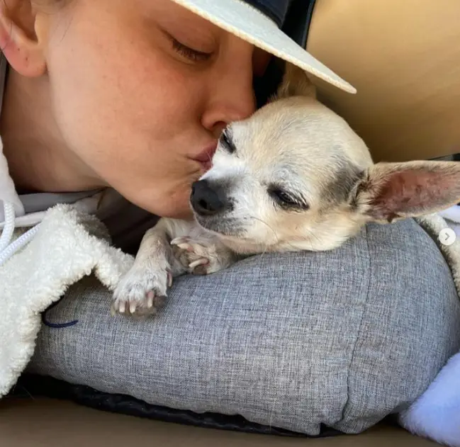 Cuoco and her late dog Dump Truck.