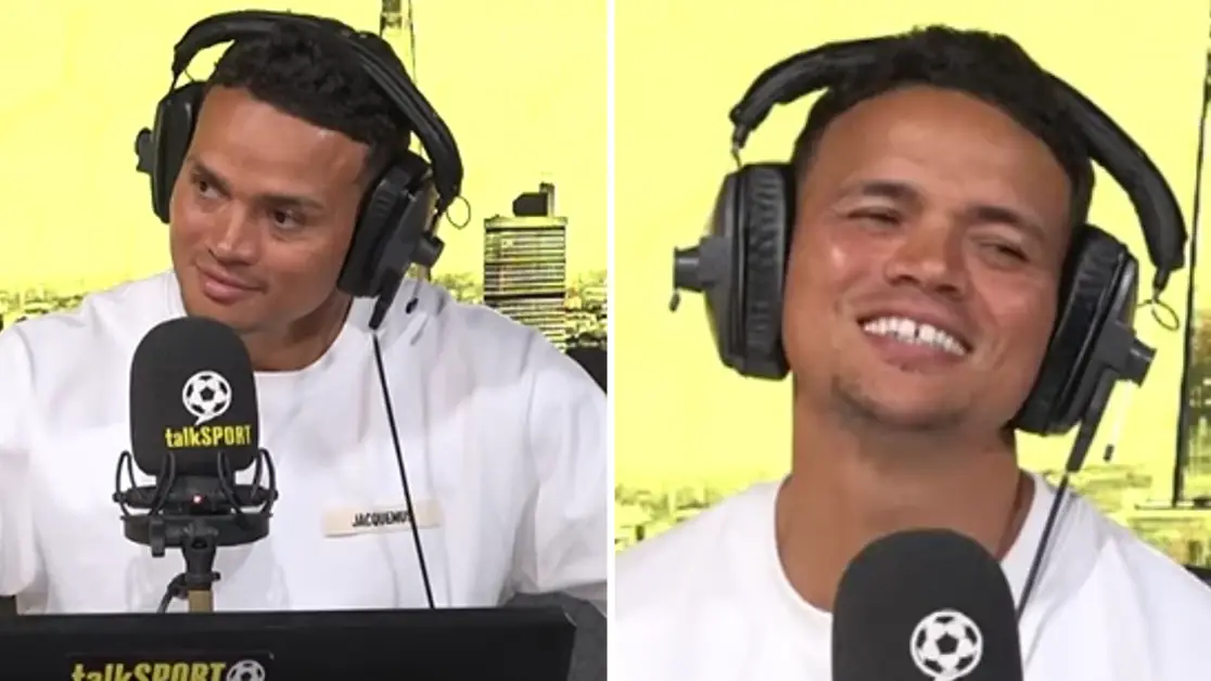 BBC host Jermaine Jenas reacts live on air just moments after sacking announcement