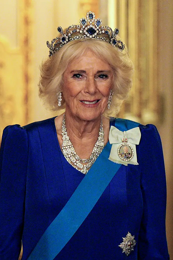 Camilla has only worn her husband King Charles III's family order at recent state banquets (WPA Pool/Getty Images)