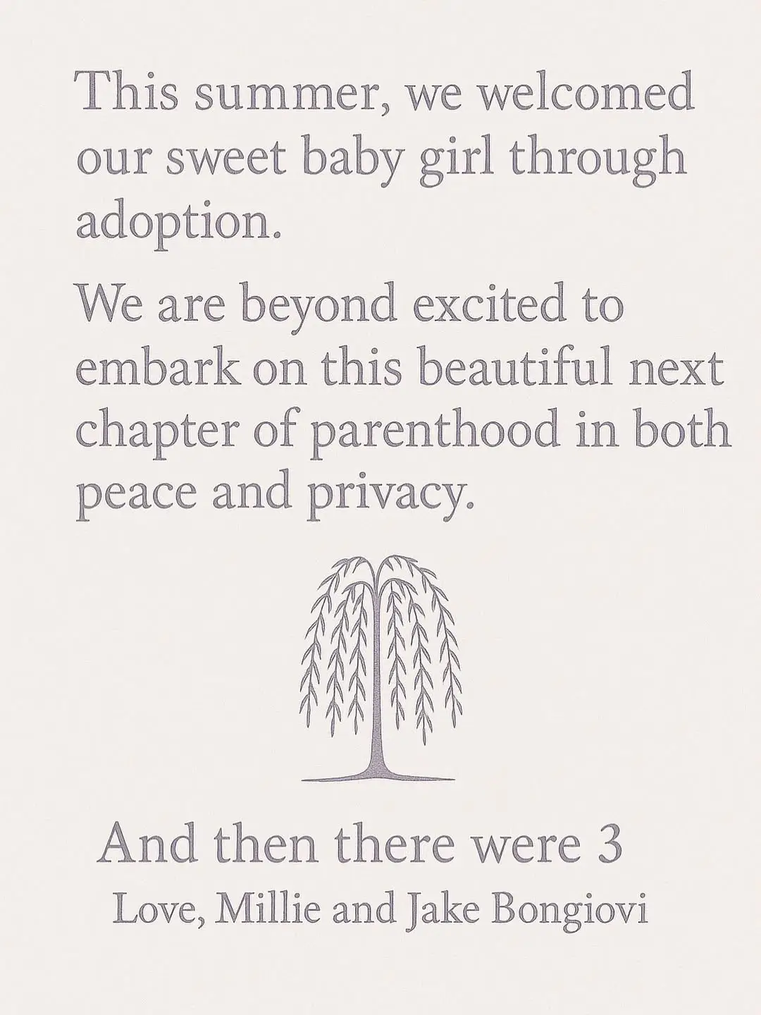 The pair recently welcomed a baby girl via adoption (Instagram/@milliebobbybrown)