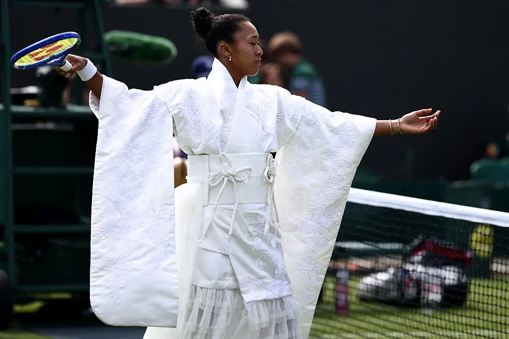 Osaka created the layered dress with Tokyo-based designer Hana Yagi (HENRY NICHOLLS/Getty Images)