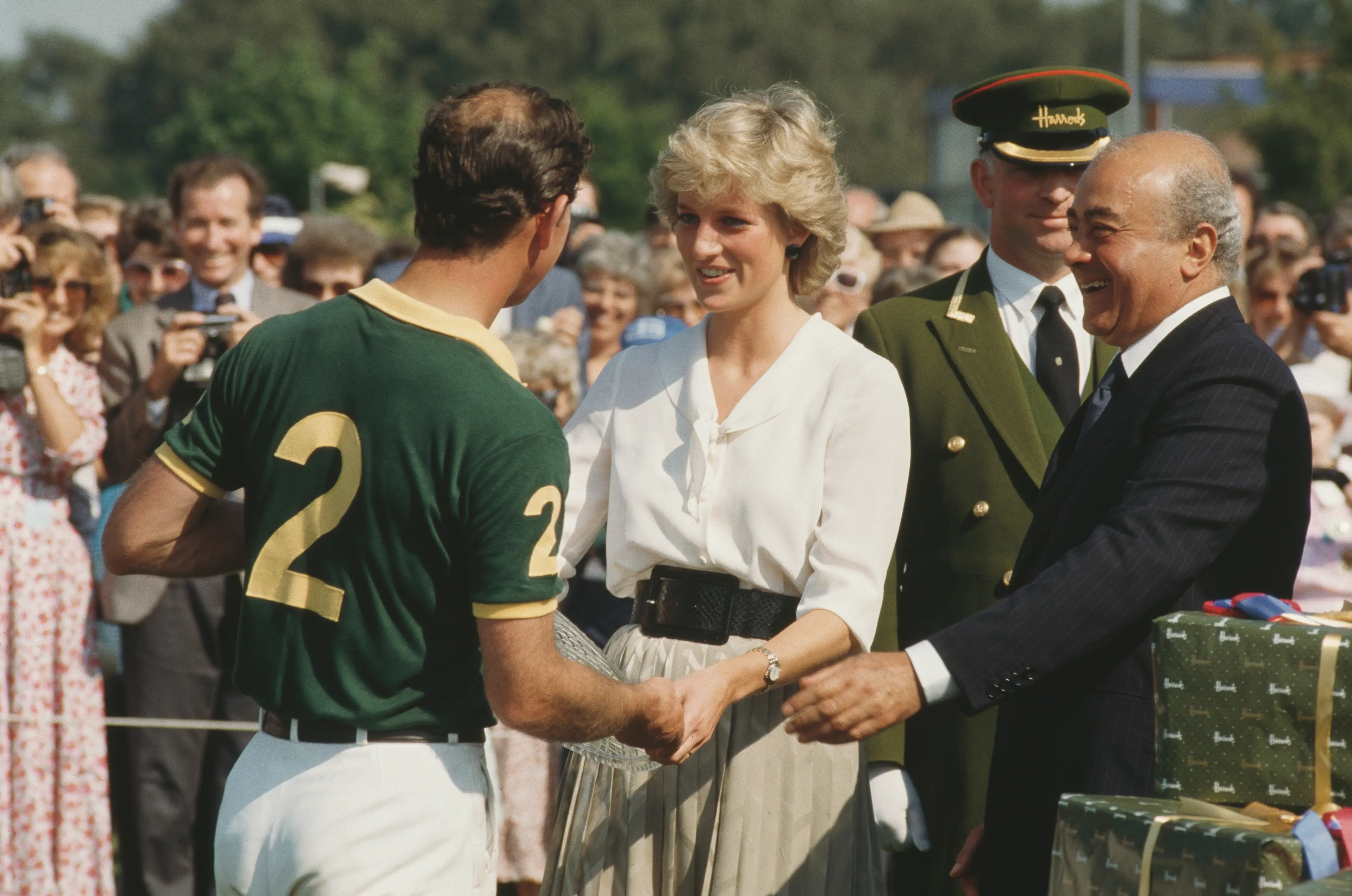 Mohamed Al-Fayed pictured with Princess Diana and her then-husband, King Charles III (Jayne Fincher/Princess Diana Archive/Getty Images)