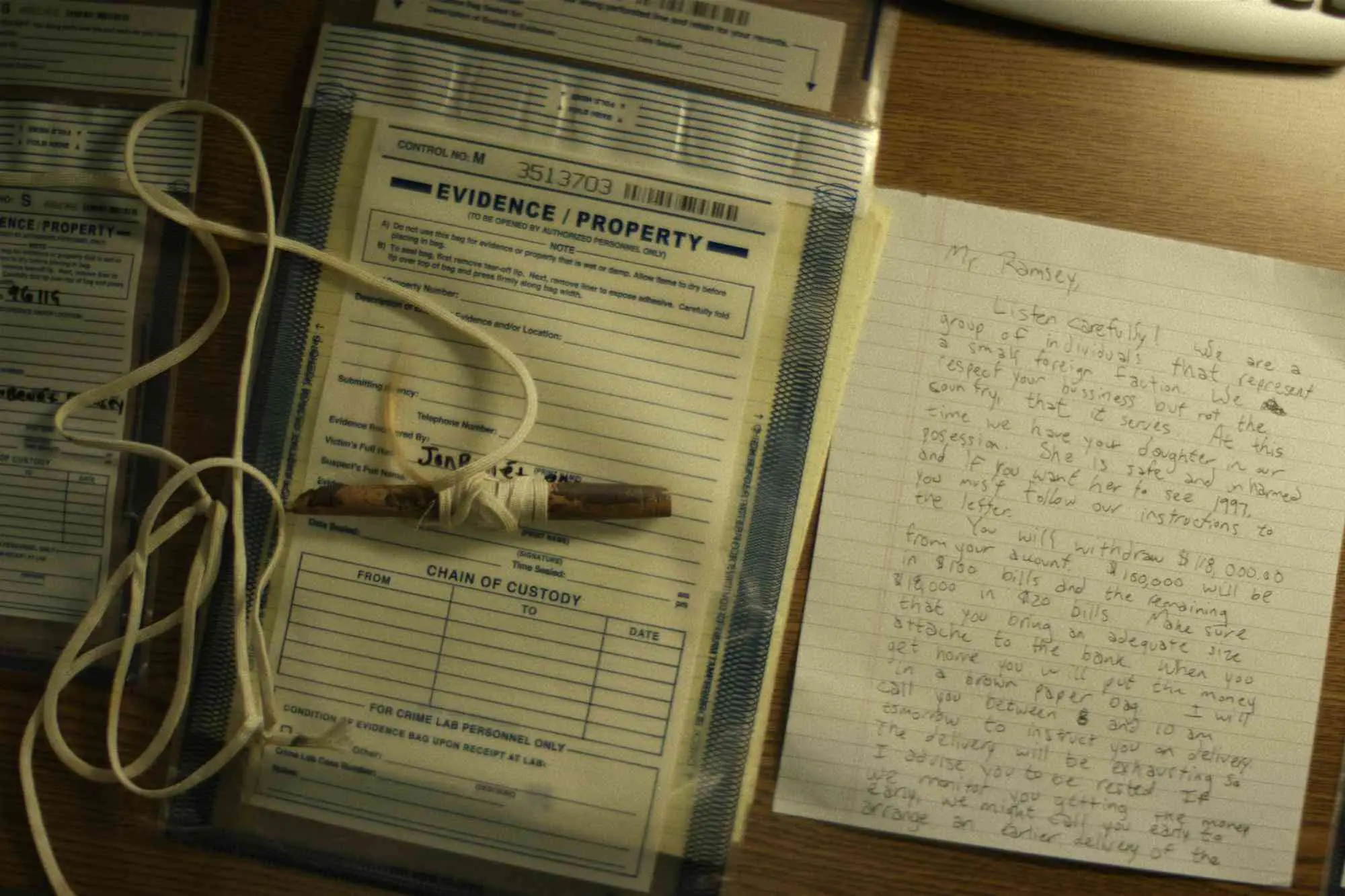 The ransom note that Patsy was 'panic-stricken' over (Netflix)
